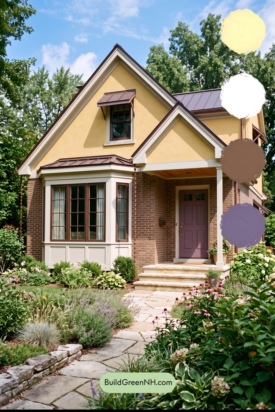Brown Brick House Exterior Color Scheme: Buttercup Measure