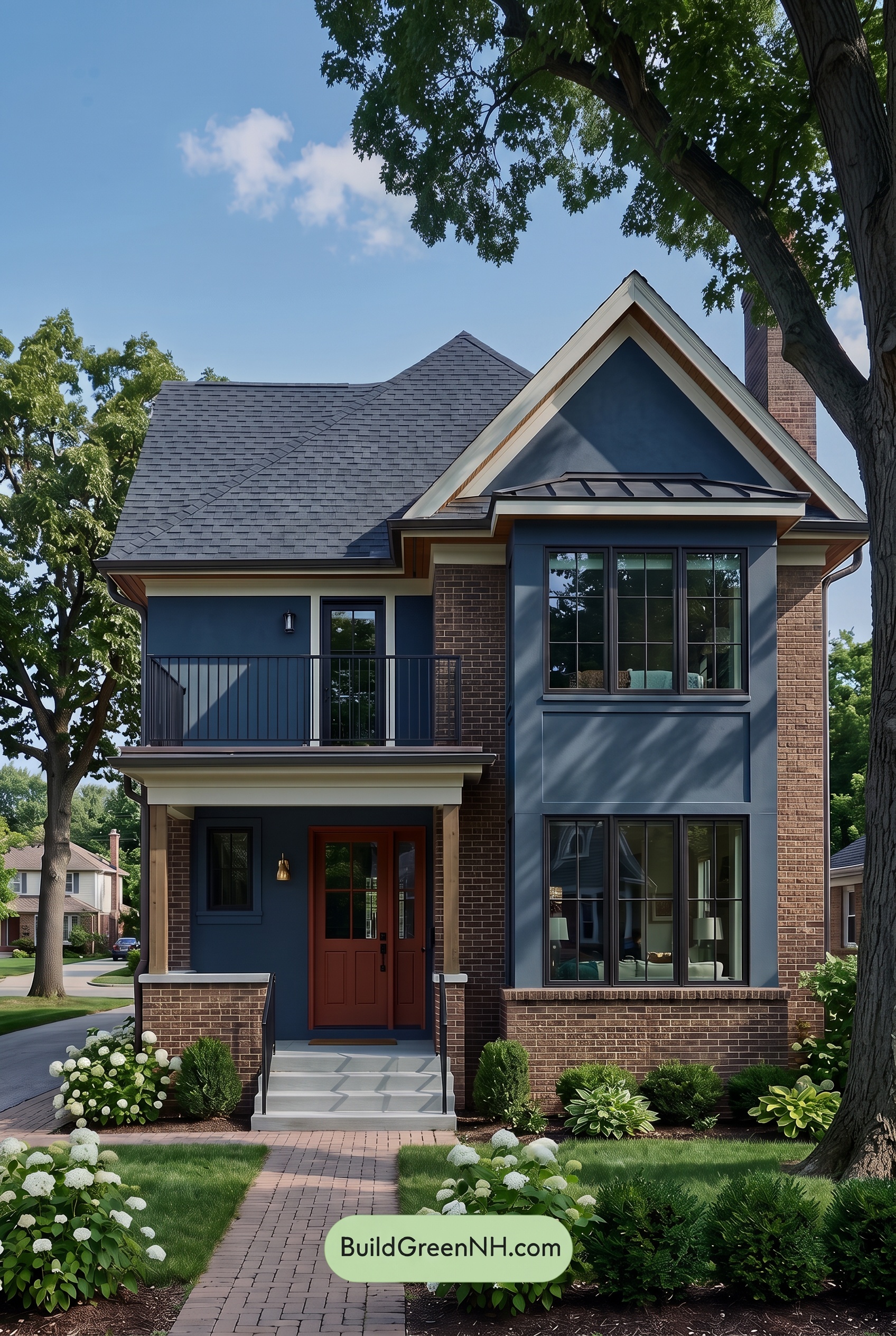 Brown Brick House Exterior Color Scheme: Cobalt Daybreak - Shade