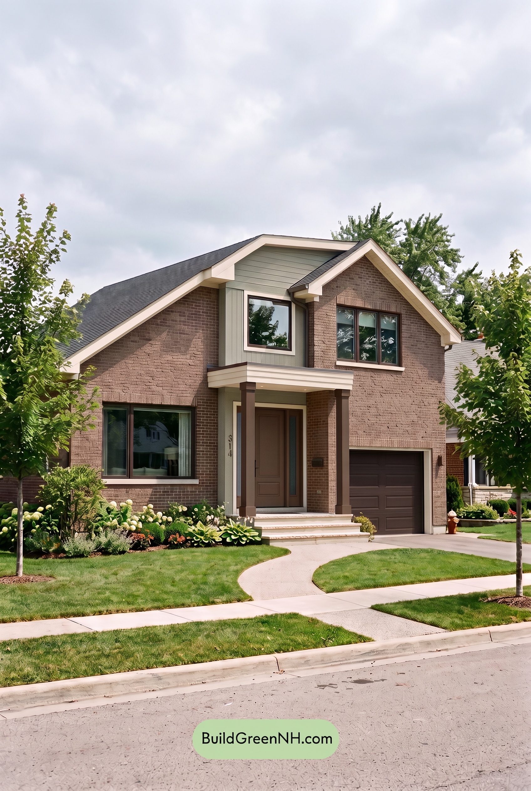 Brown Brick House Exterior Color Scheme: Cocoa Porchlight - Overcast