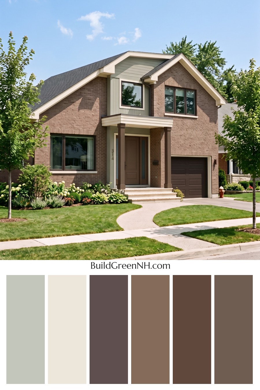 Brown Brick House Exterior Color Scheme: Cocoa Porchlight
