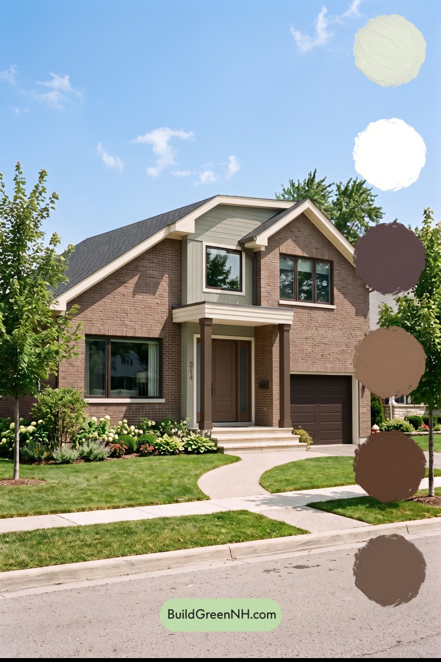 Brown Brick House Exterior Color Scheme: Cocoa Porchlight