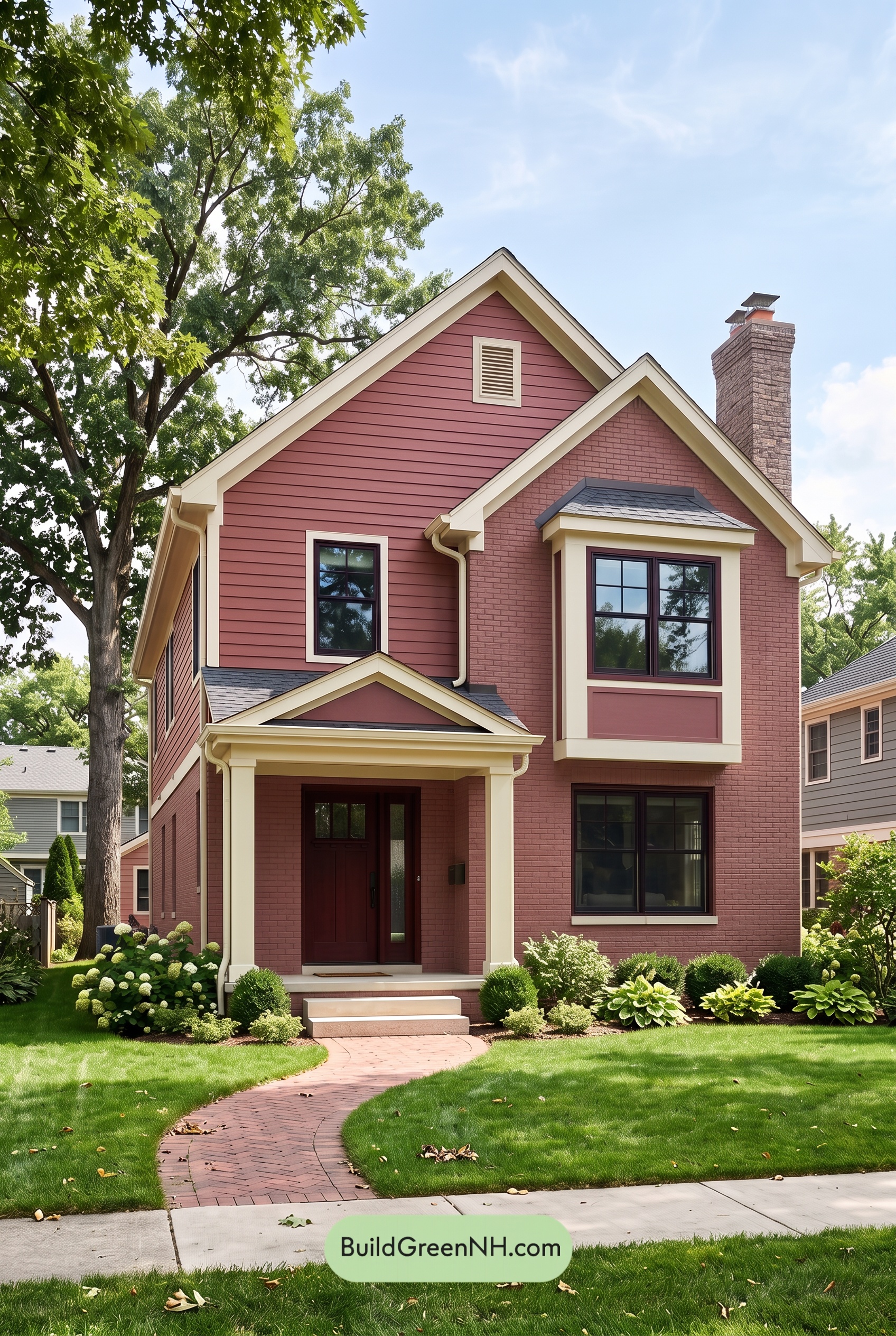 Brown Brick House Exterior Color Scheme: Ember Veranda