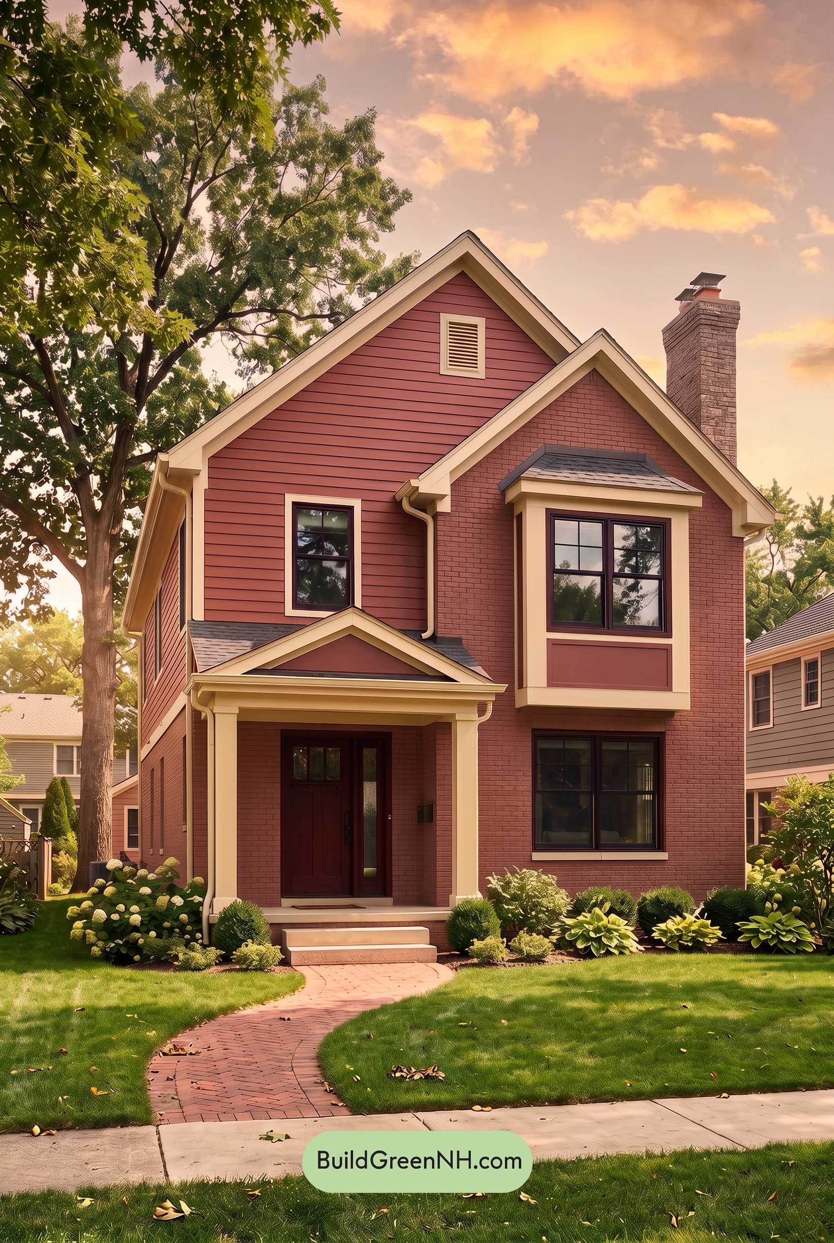 Brown Brick House Exterior Color Scheme: Ember Veranda - Golden Hour