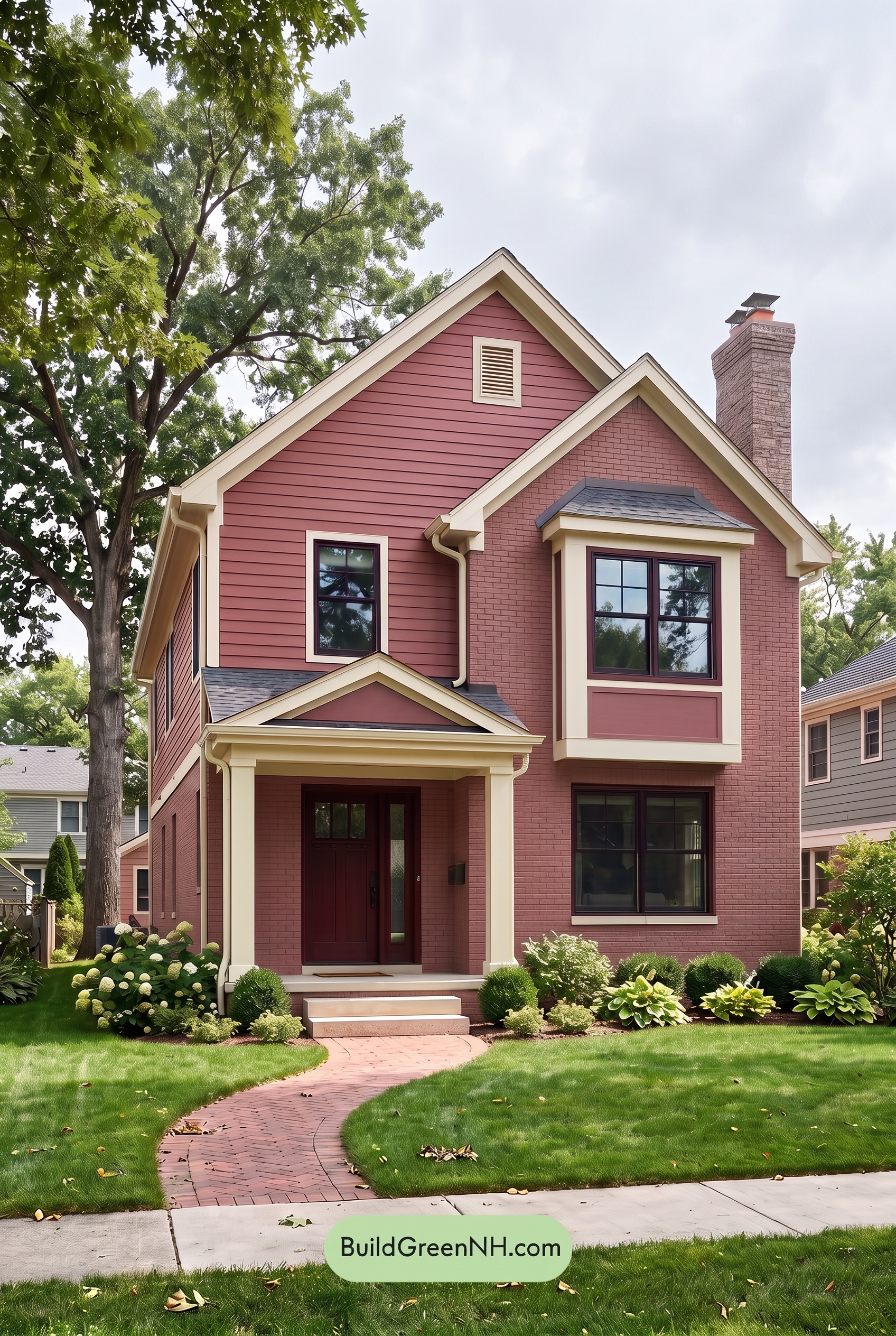 Brown Brick House Exterior Color Scheme: Ember Veranda - Overcast