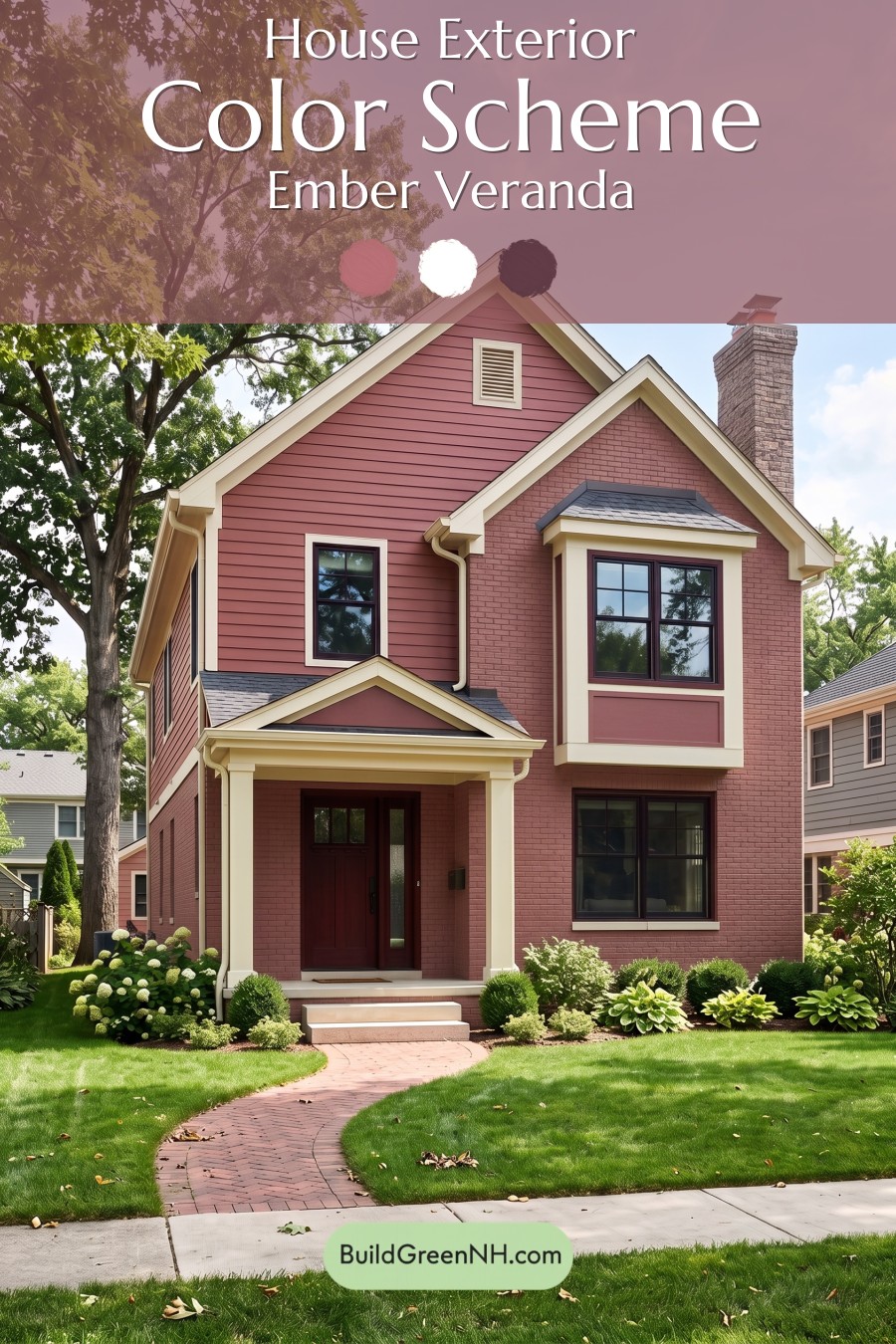 Brown Brick House Exterior Color Scheme: Ember Veranda