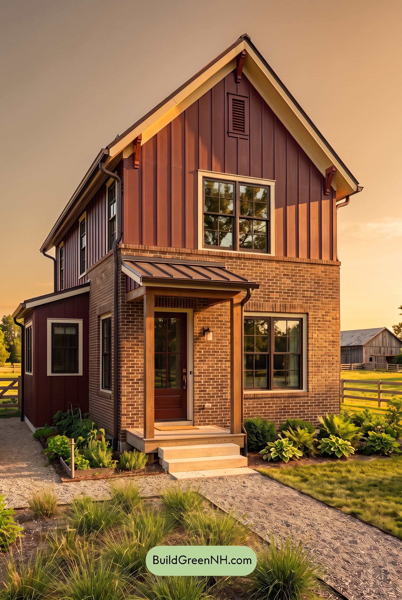 Brown Brick House Exterior Color Scheme: Garnet Homestead - Golden Hour