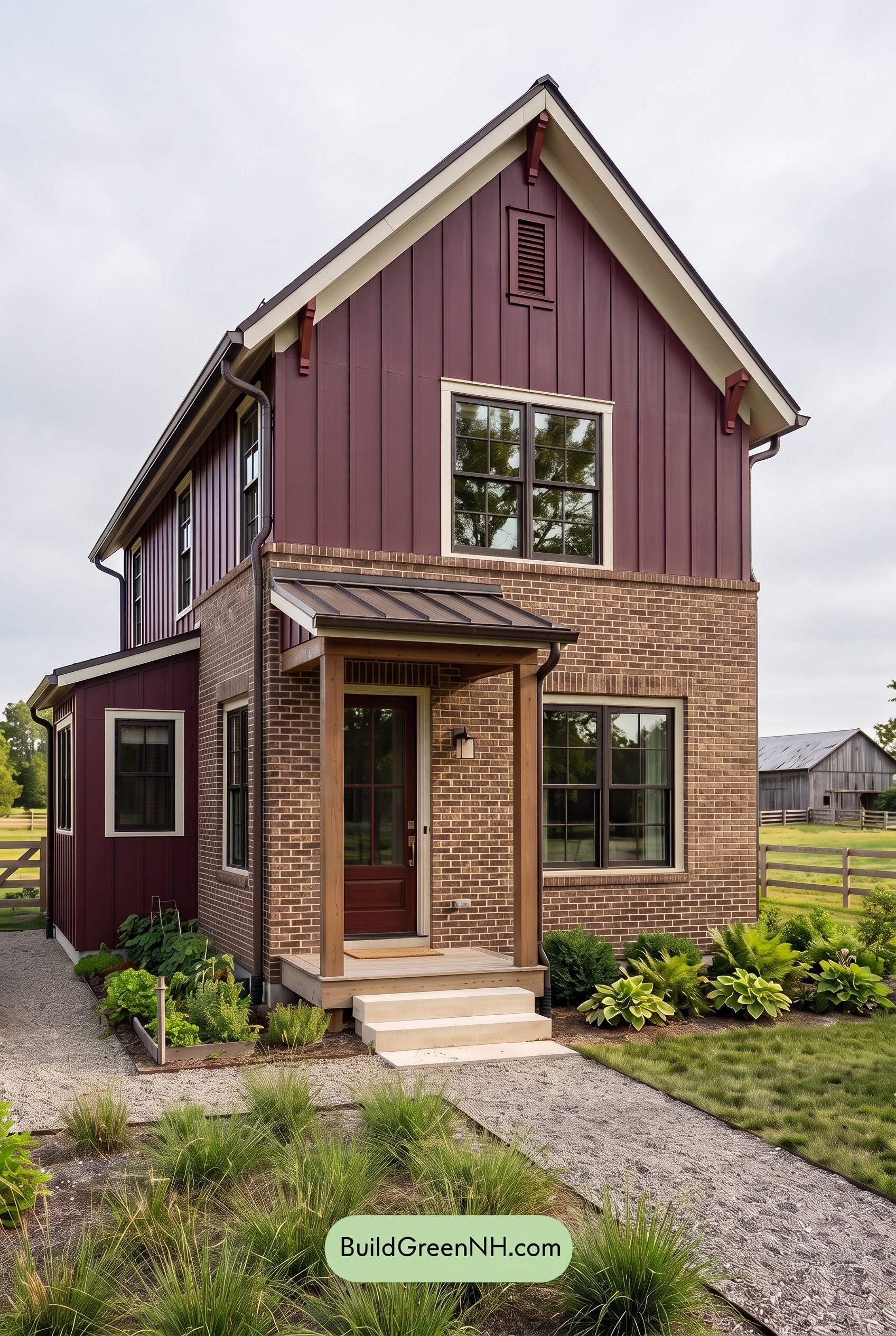 Brown Brick House Exterior Color Scheme: Garnet Homestead - Overcast