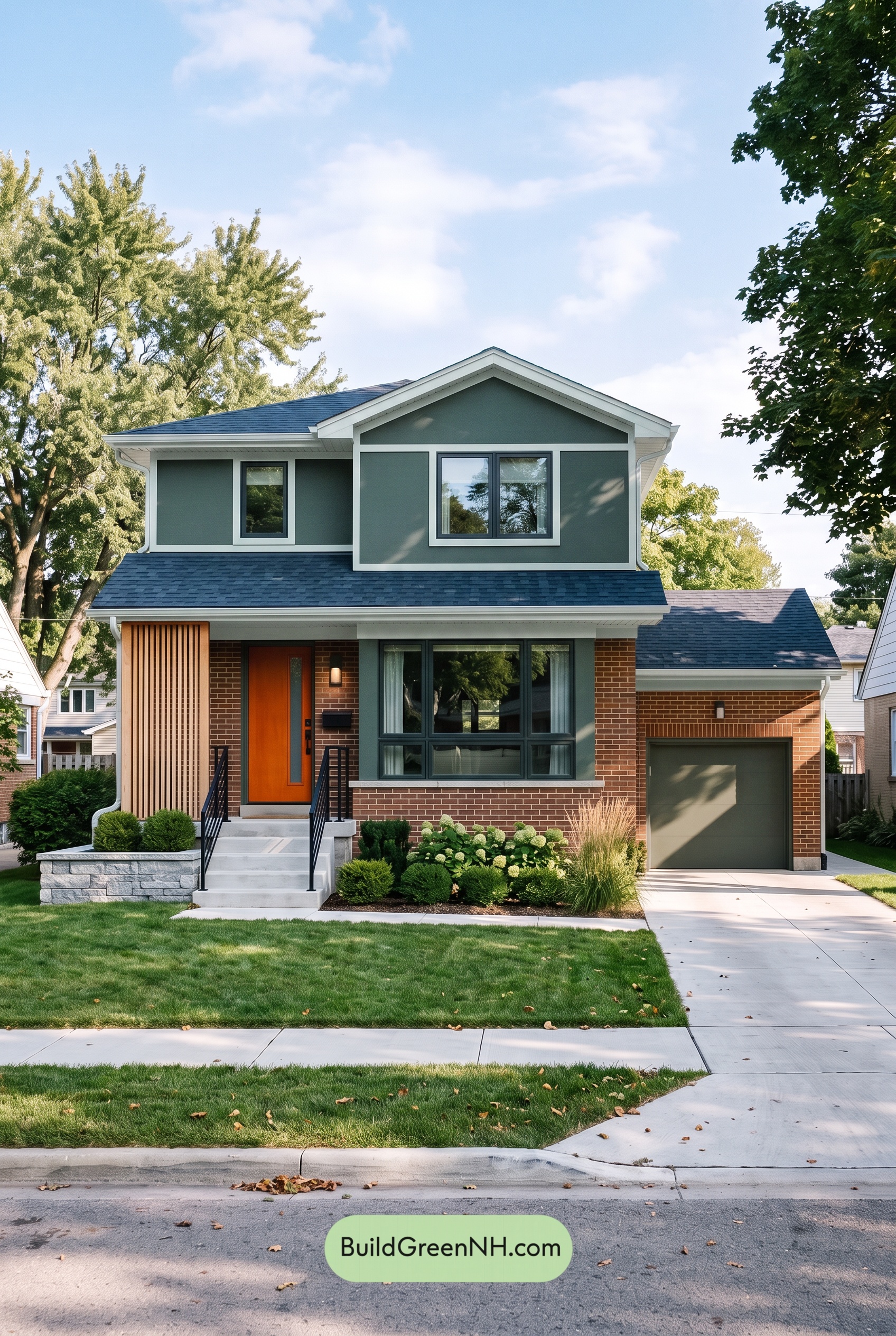 Brown Brick House Exterior Color Scheme: Juniper Signal
