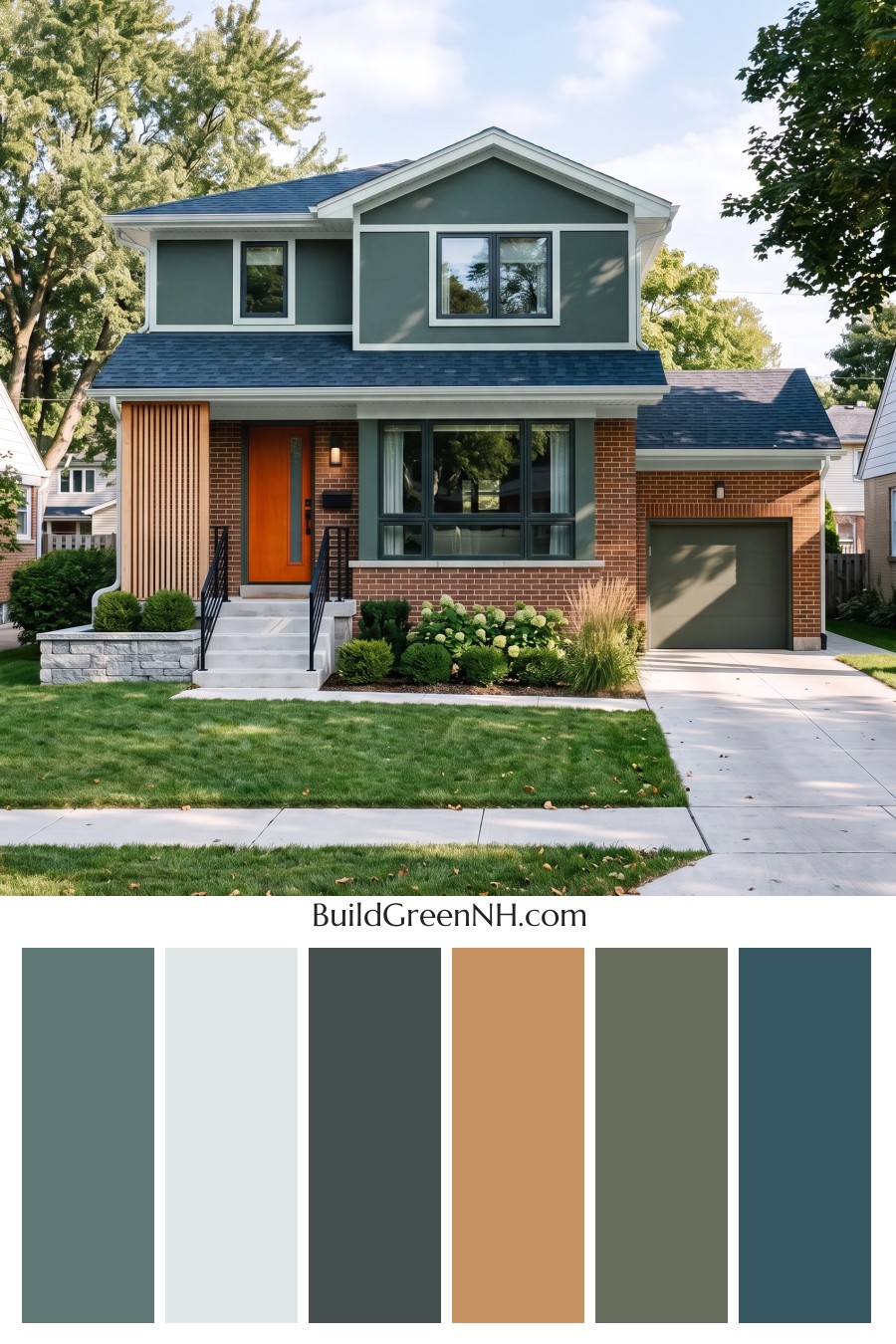 Brown Brick House Exterior Color Scheme: Juniper Signal