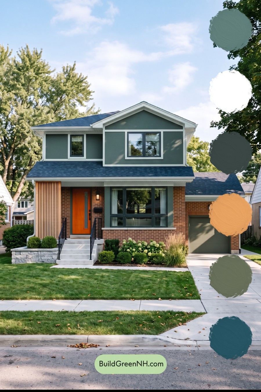Brown Brick House Exterior Color Scheme: Juniper Signal