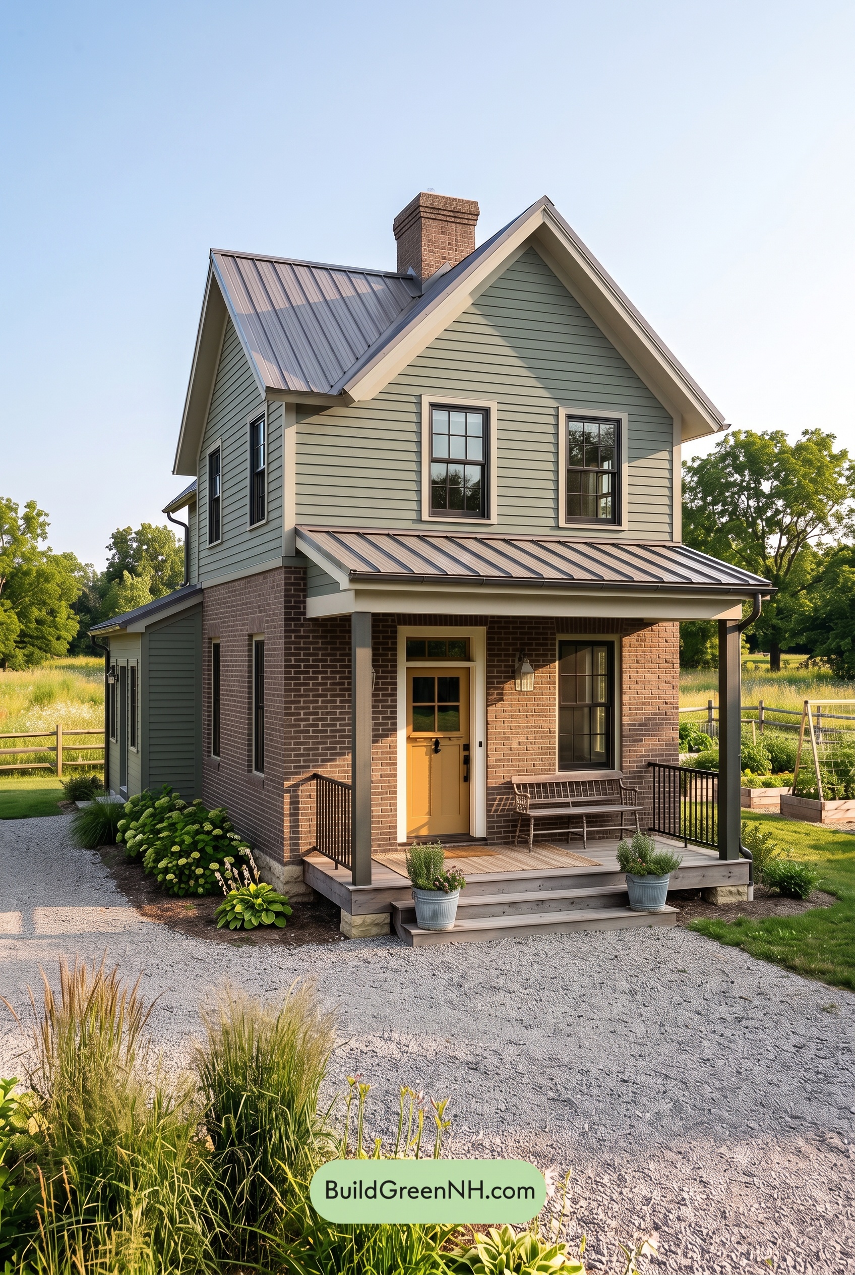 Brown Brick House Exterior Color Scheme: Pine Meridian