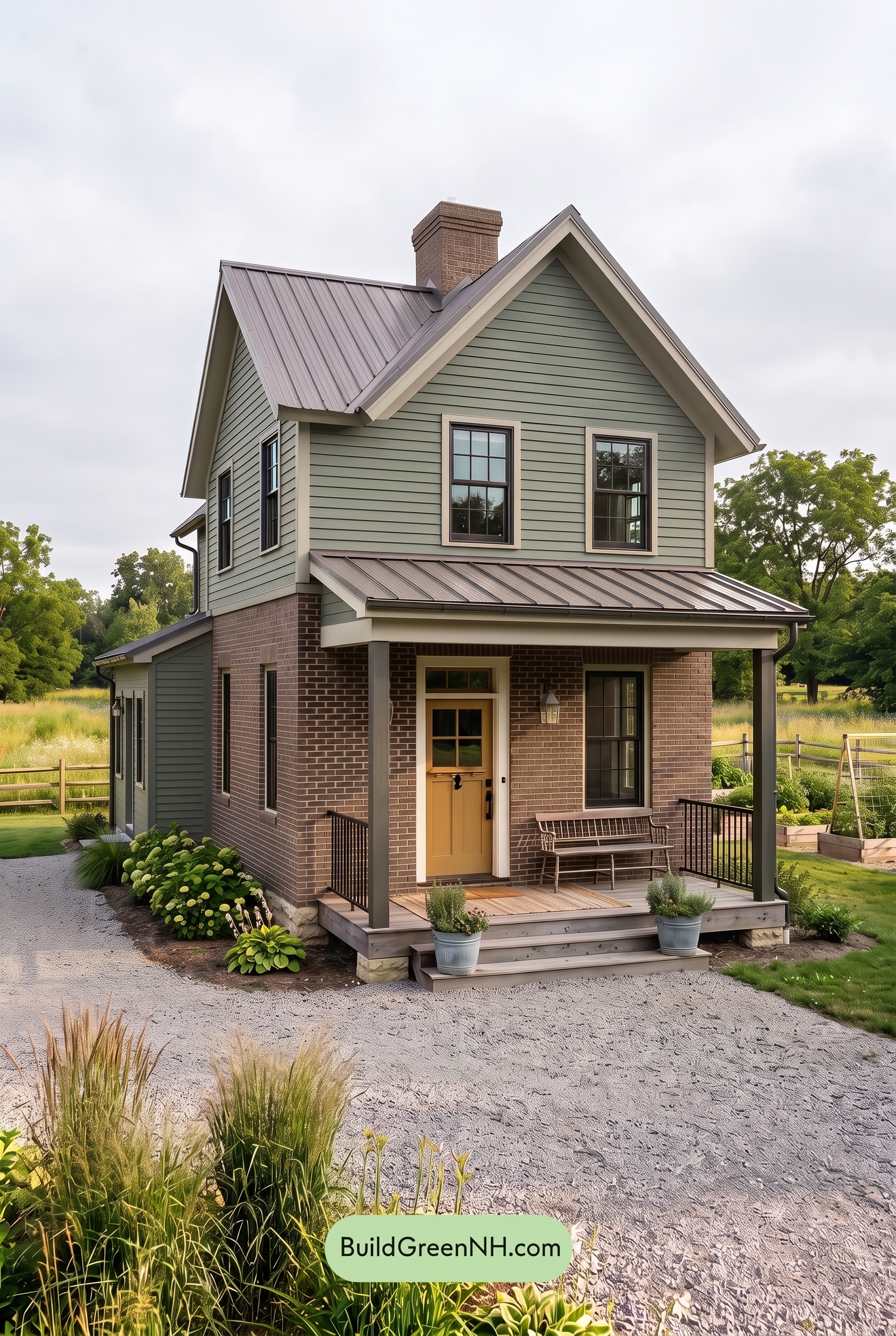 Brown Brick House Exterior Color Scheme: Pine Meridian - Overcast