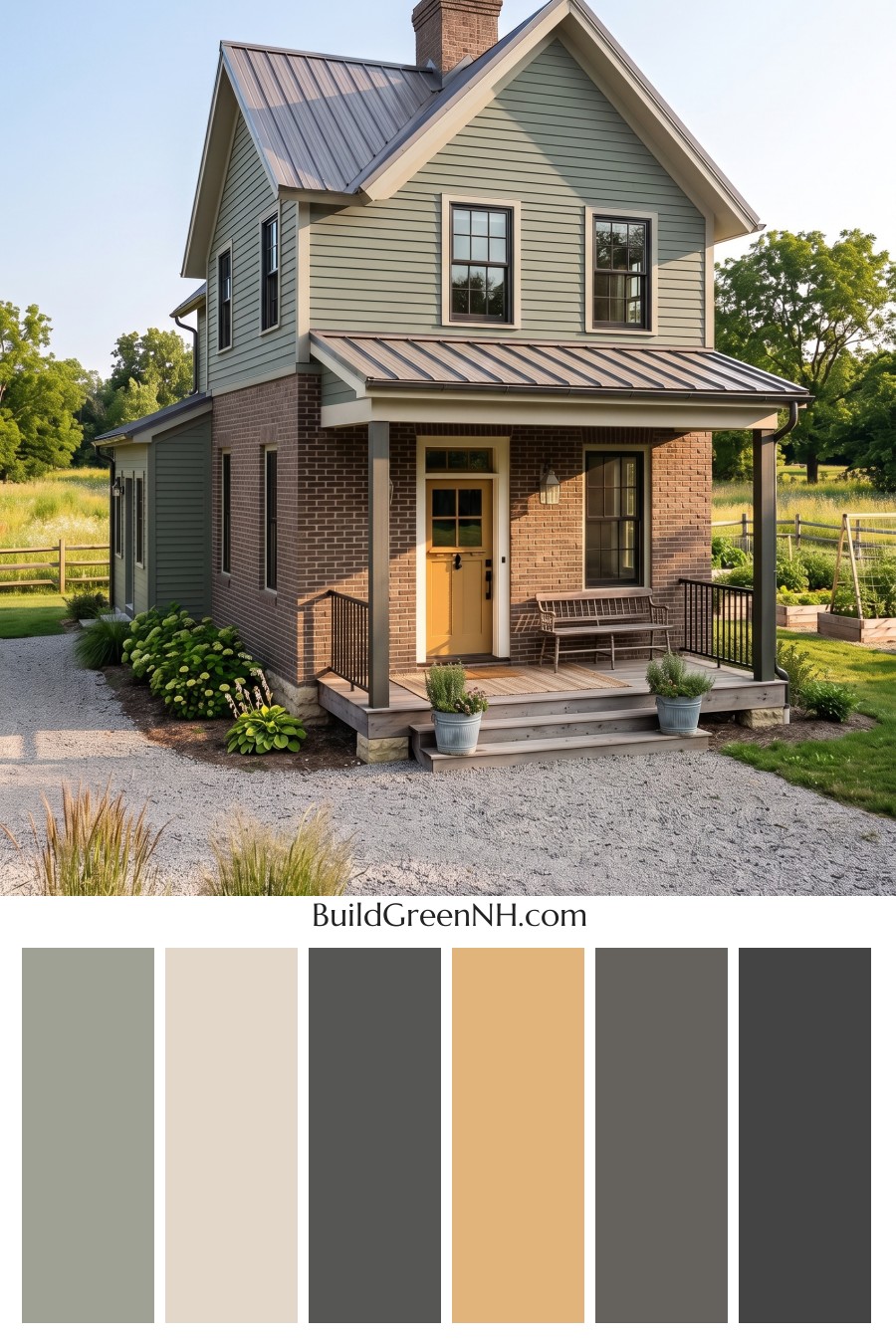 Brown Brick House Exterior Color Scheme: Pine Meridian