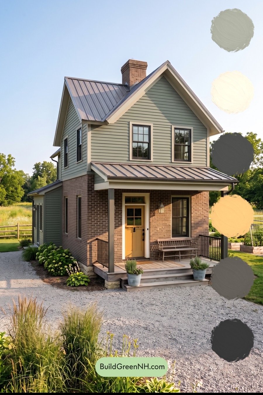 Brown Brick House Exterior Color Scheme: Pine Meridian