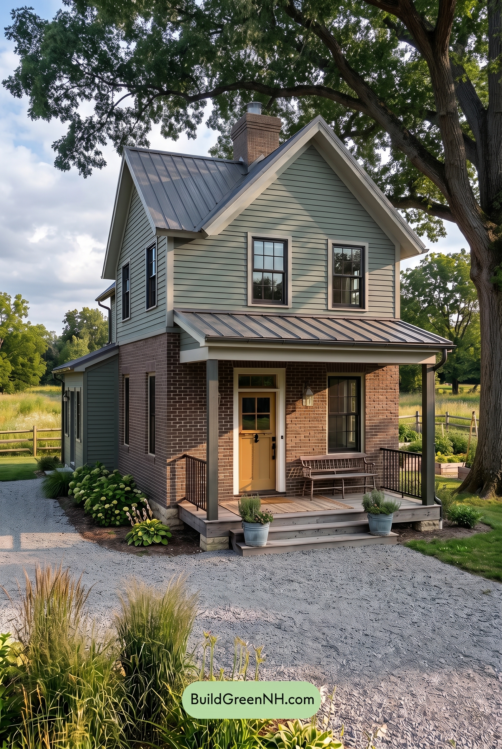 Brown Brick House Exterior Color Scheme: Pine Meridian - Shade