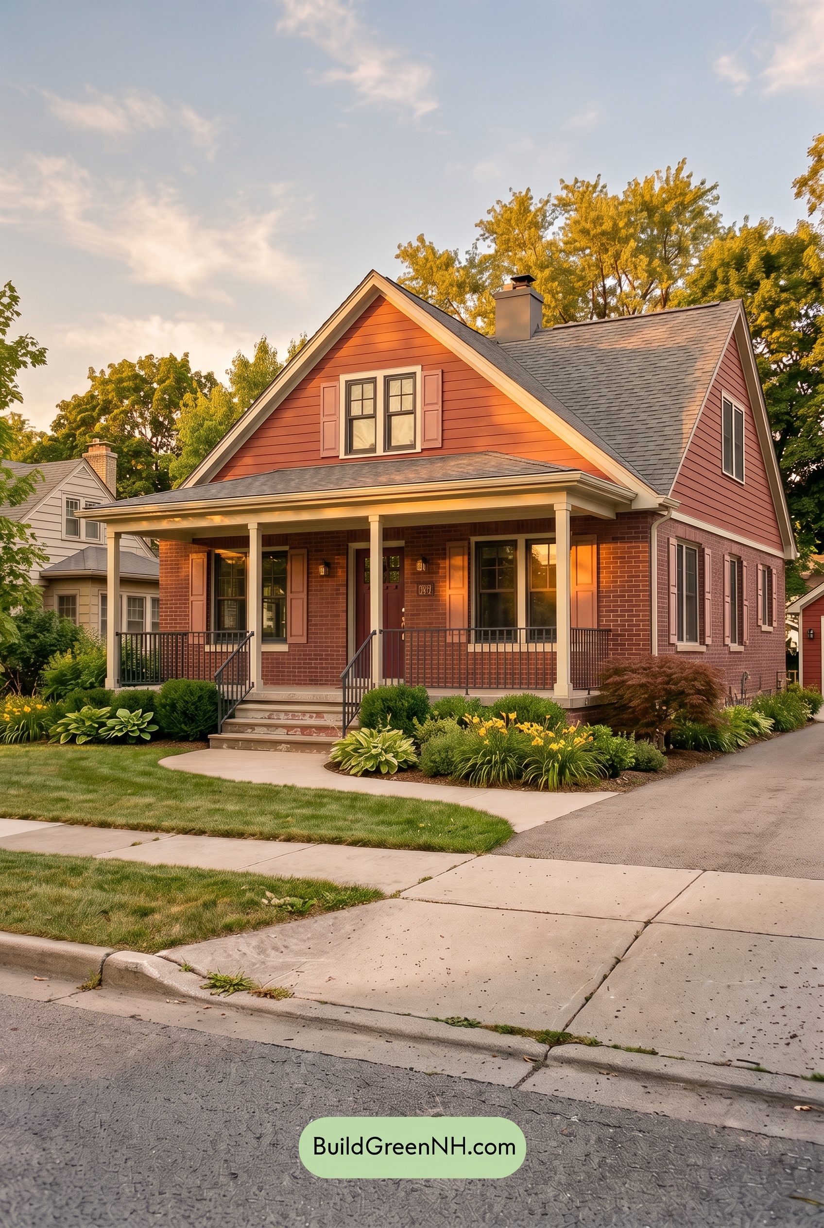 Brown Brick House Exterior Color Scheme: Rouge Cornerstone - Golden Hour