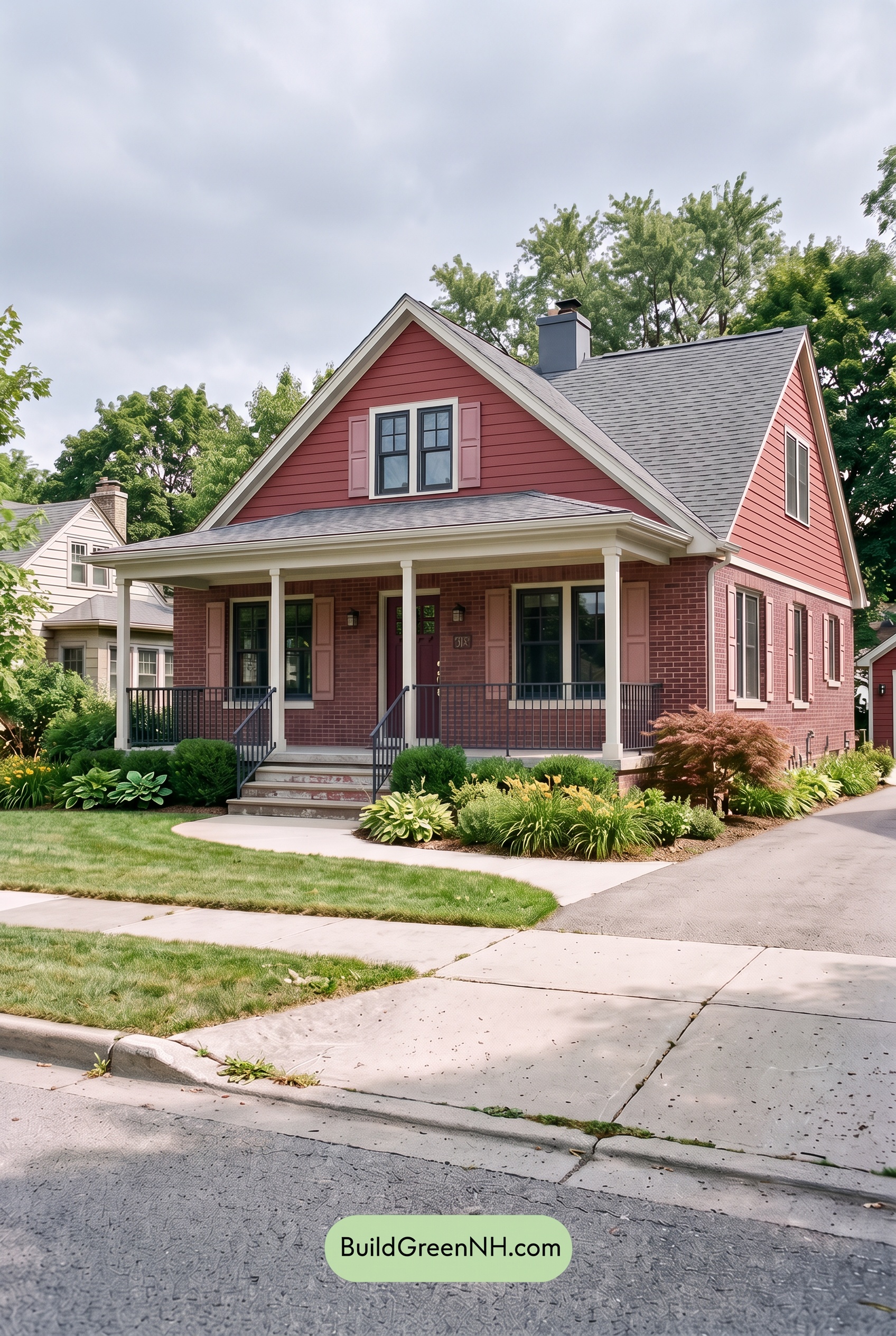 Brown Brick House Exterior Color Scheme: Rouge Cornerstone - Overcast