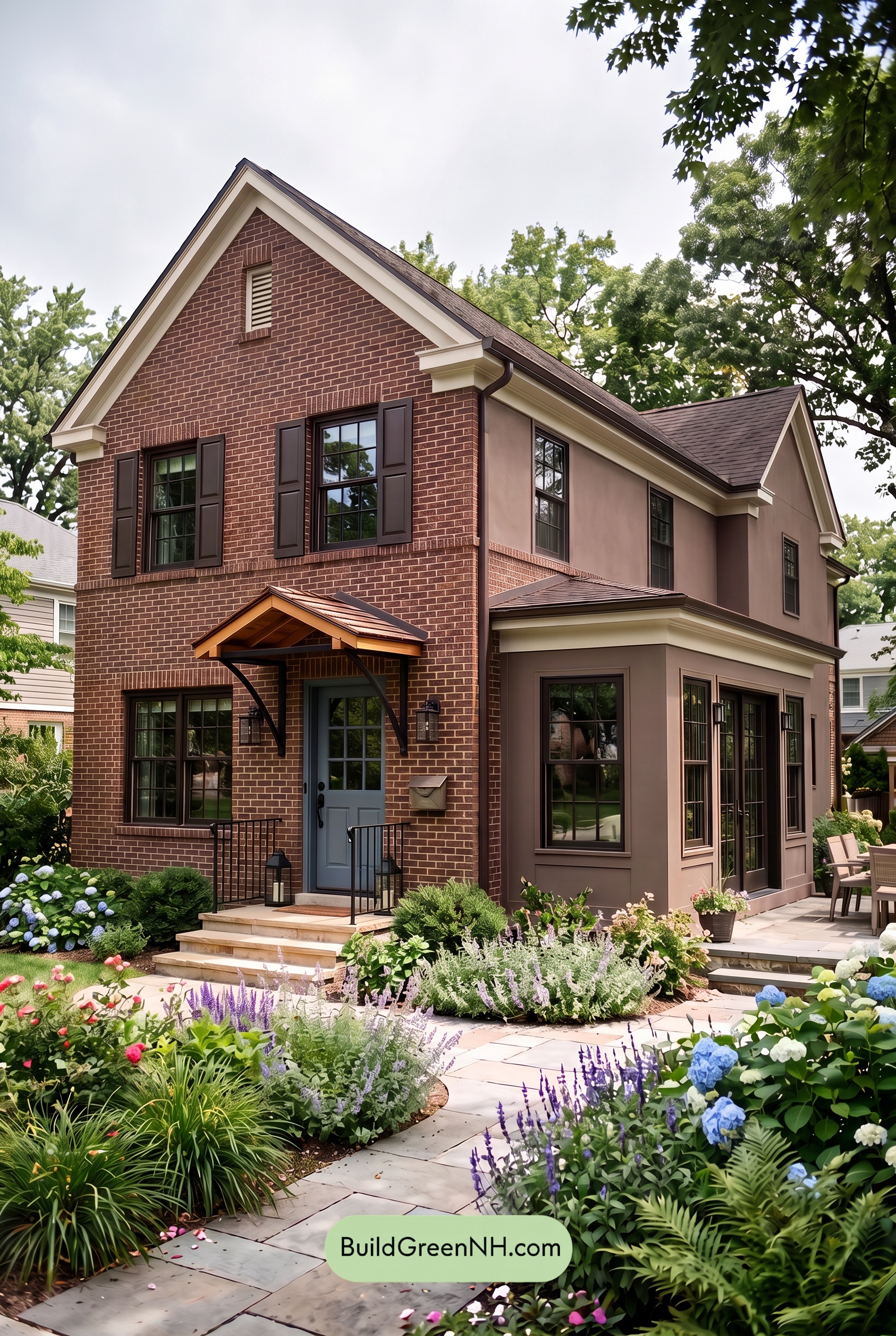 Brown Brick House Exterior Color Scheme: Russet Tempo - Overcast