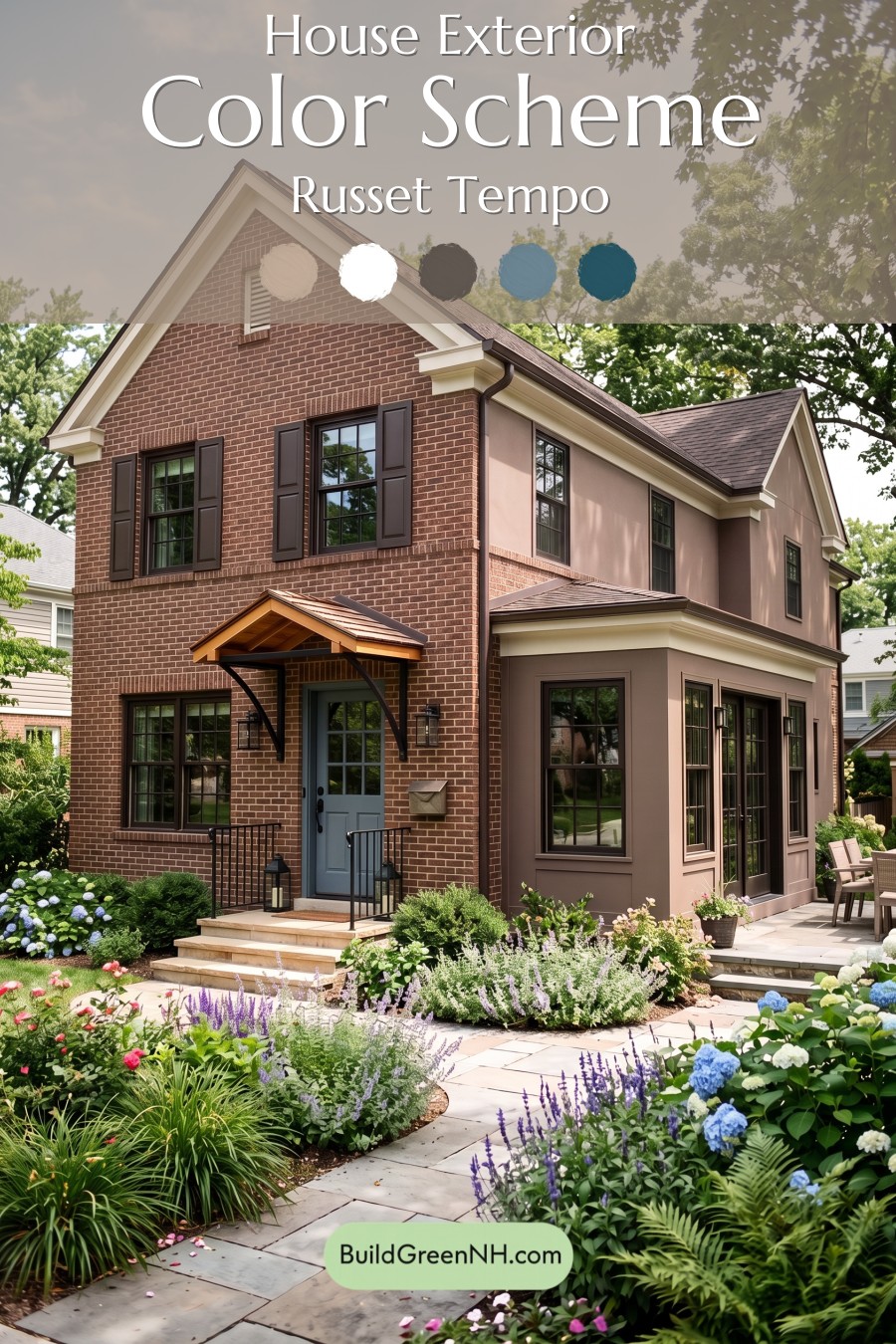 Brown Brick House Exterior Color Scheme: Russet Tempo