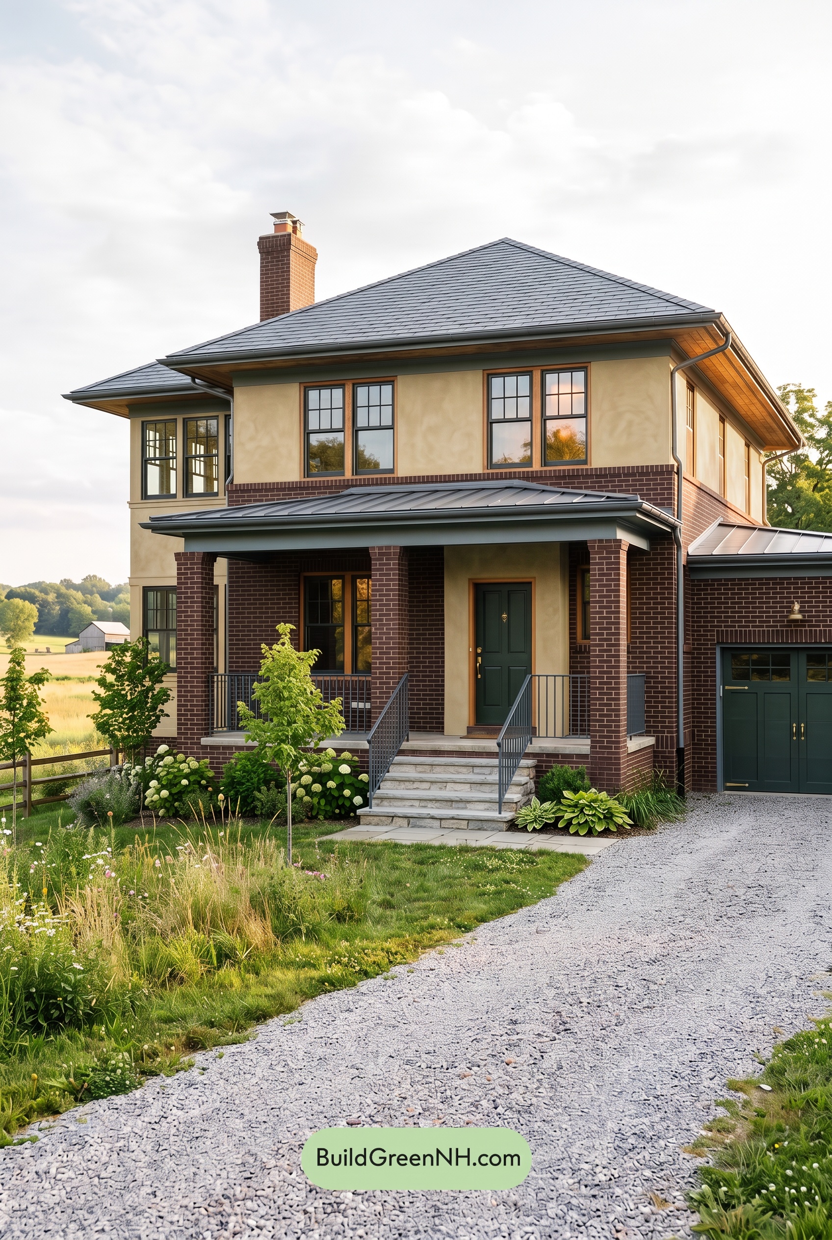 Brown Brick House Exterior Color Scheme: Saffron Poise