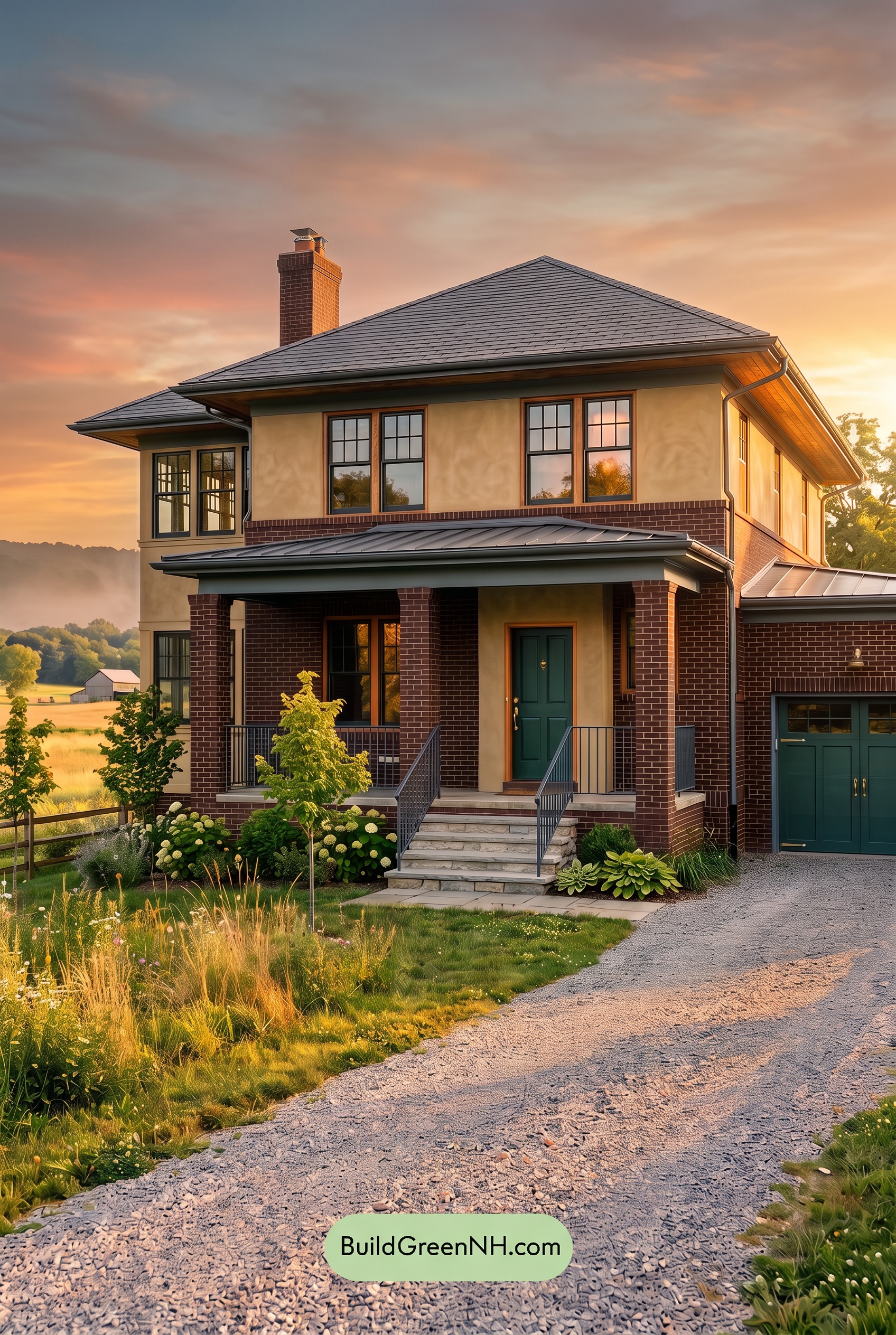 Brown Brick House Exterior Color Scheme: Saffron Poise - Golden Hour