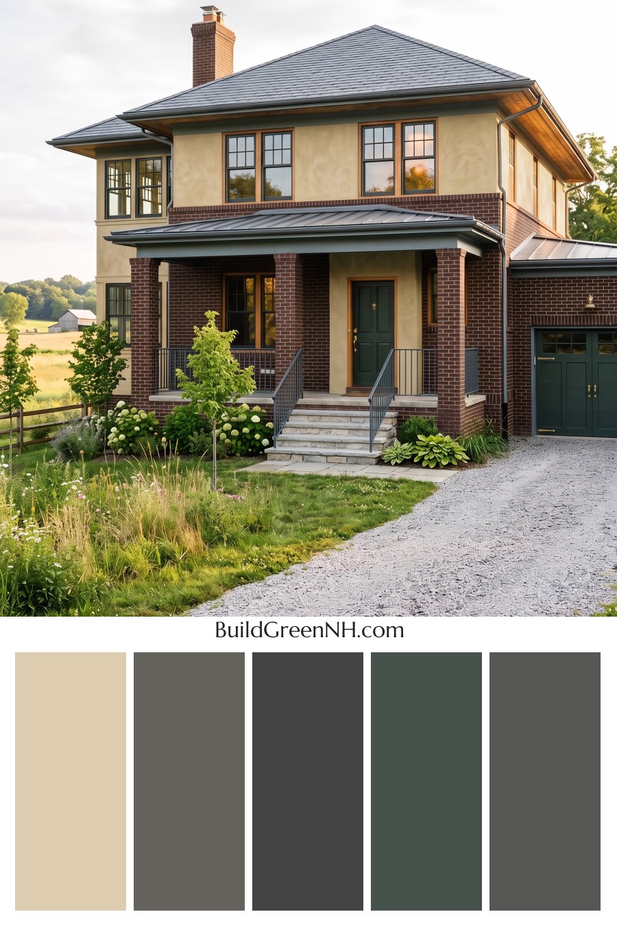 Brown Brick House Exterior Color Scheme: Saffron Poise
