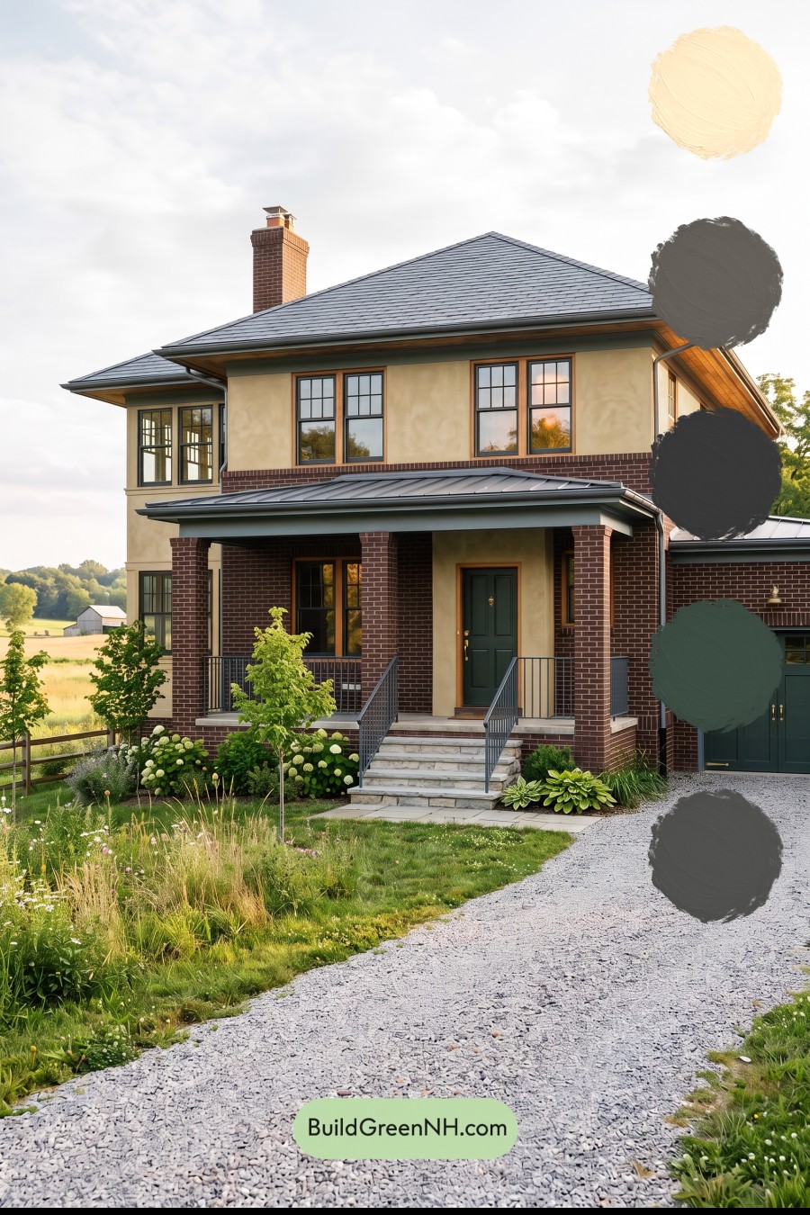 Brown Brick House Exterior Color Scheme: Saffron Poise