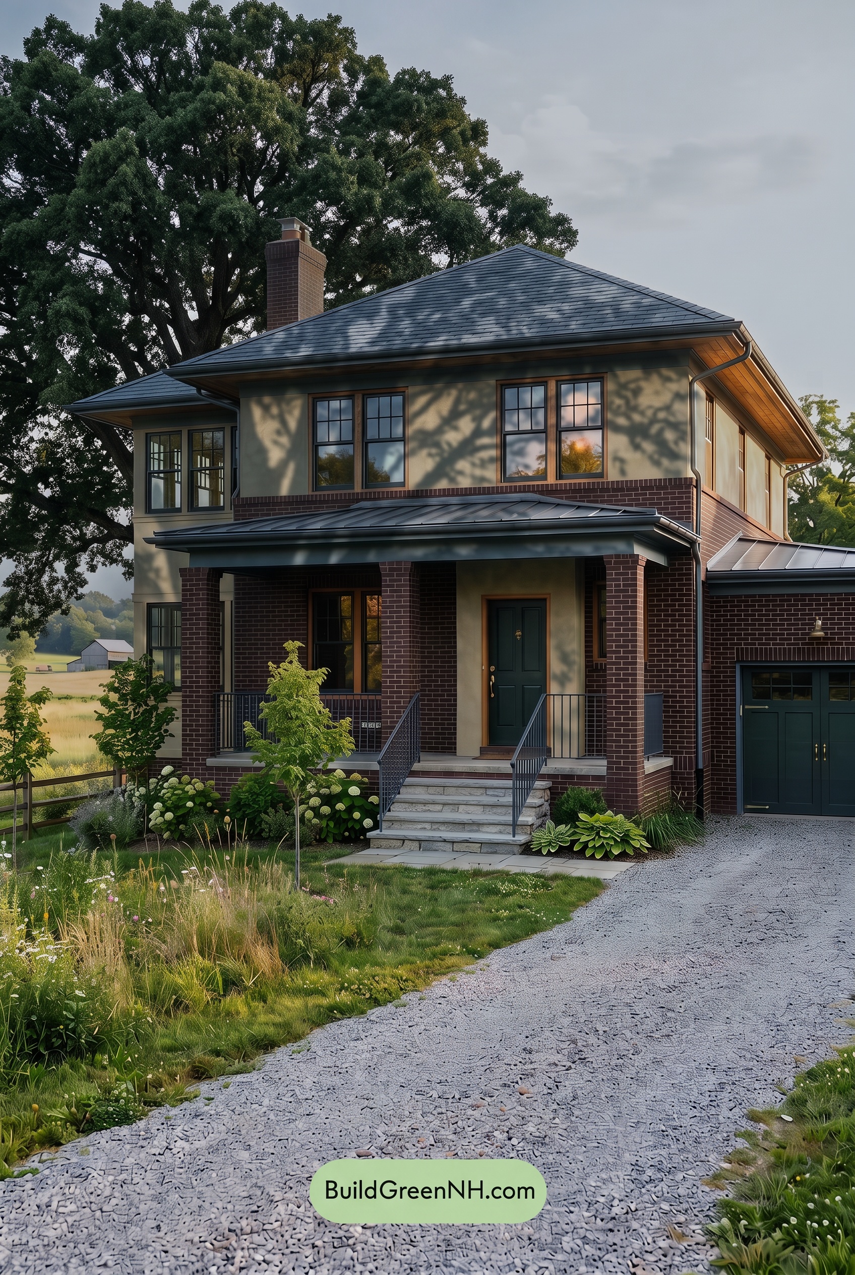 Brown Brick House Exterior Color Scheme: Saffron Poise - Shade