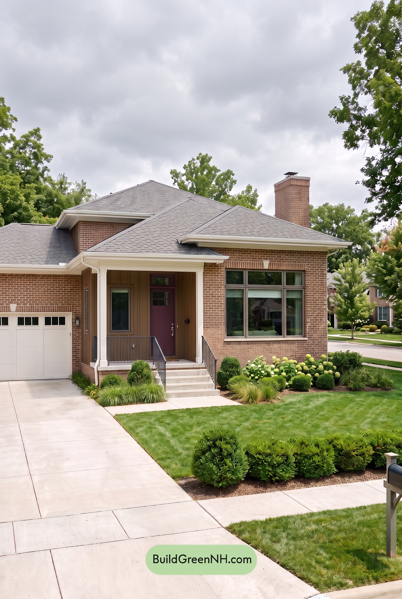Brown Brick House Exterior Color Scheme: Sienna Threshold - Overcast