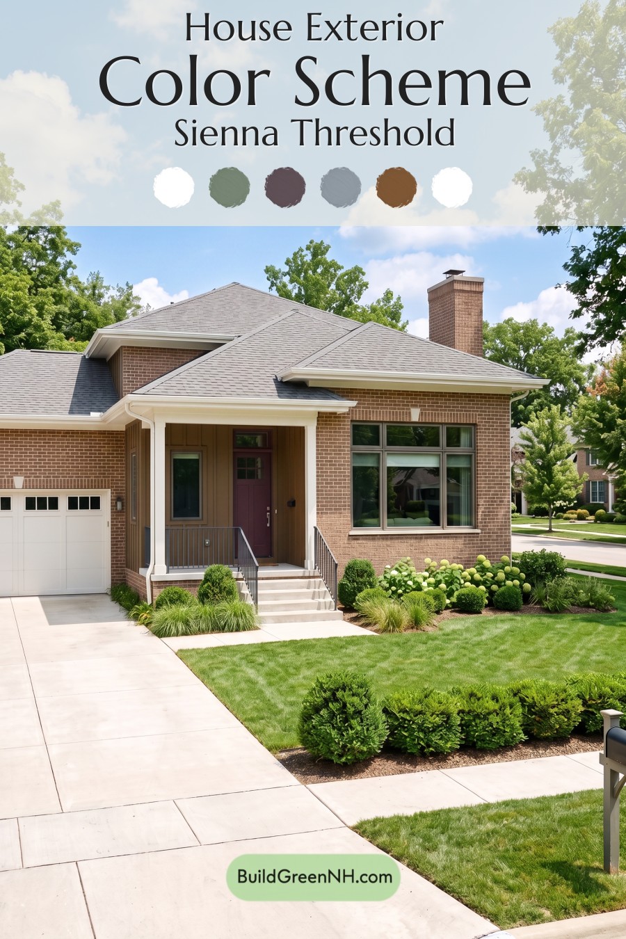 Brown Brick House Exterior Color Scheme: Sienna Threshold