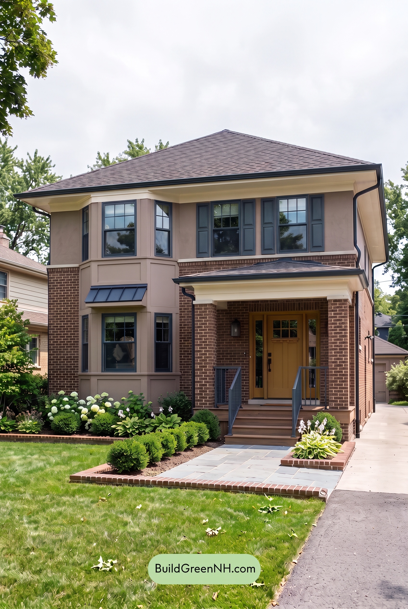 Brown Brick House Exterior Color Scheme: Tawny Poise - Overcast