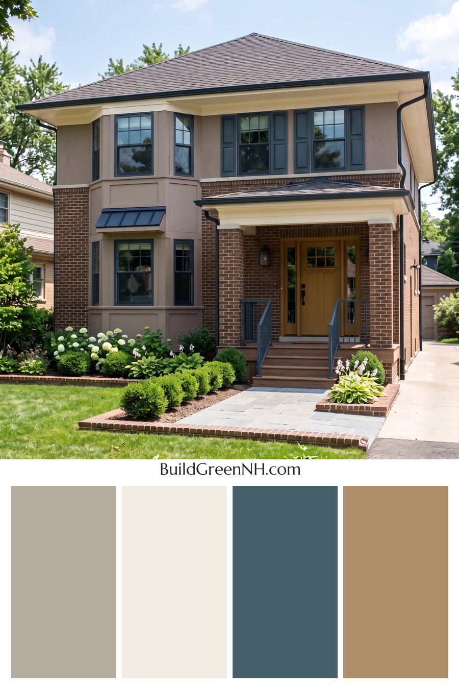 Brown Brick House Exterior Color Scheme: Tawny Poise