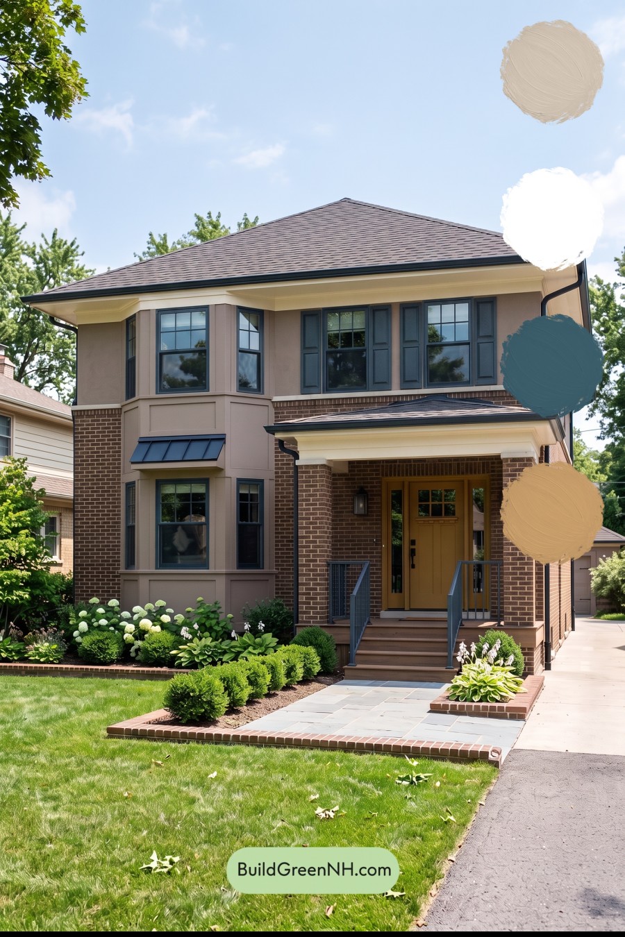 Brown Brick House Exterior Color Scheme: Tawny Poise