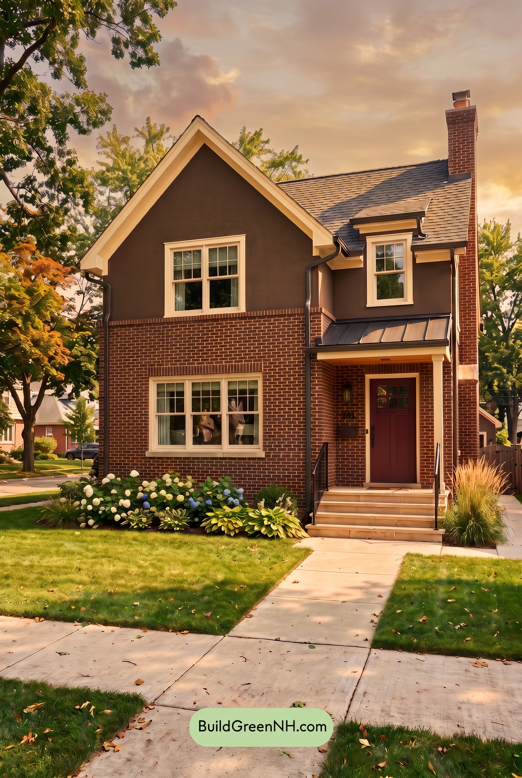 Brown Brick House Exterior Color Scheme: Umber Cadence - Golden Hour