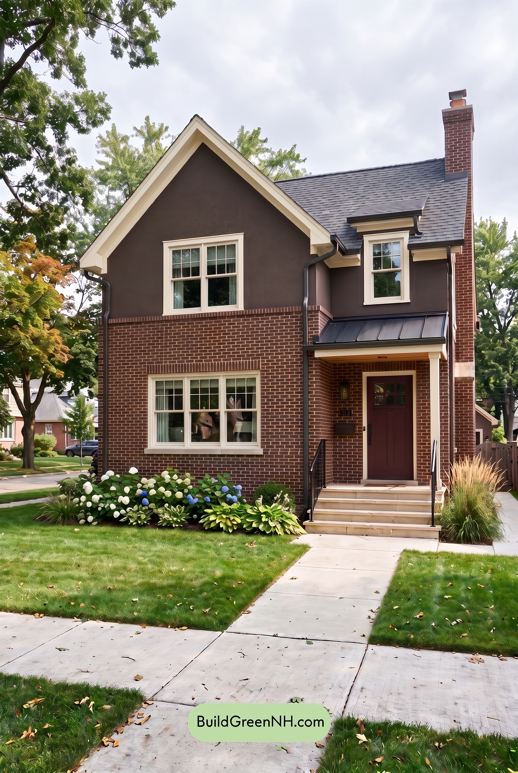 Brown Brick House Exterior Color Scheme: Umber Cadence - Overcast