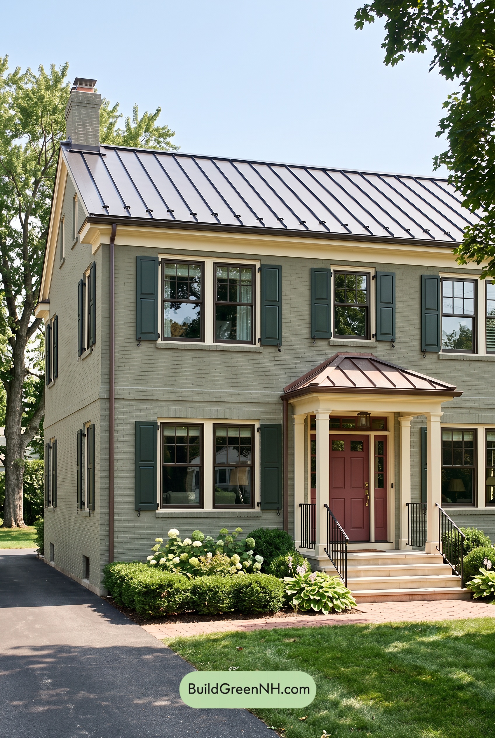 Brown Brick House Exterior Color Scheme: Verdant Parlor