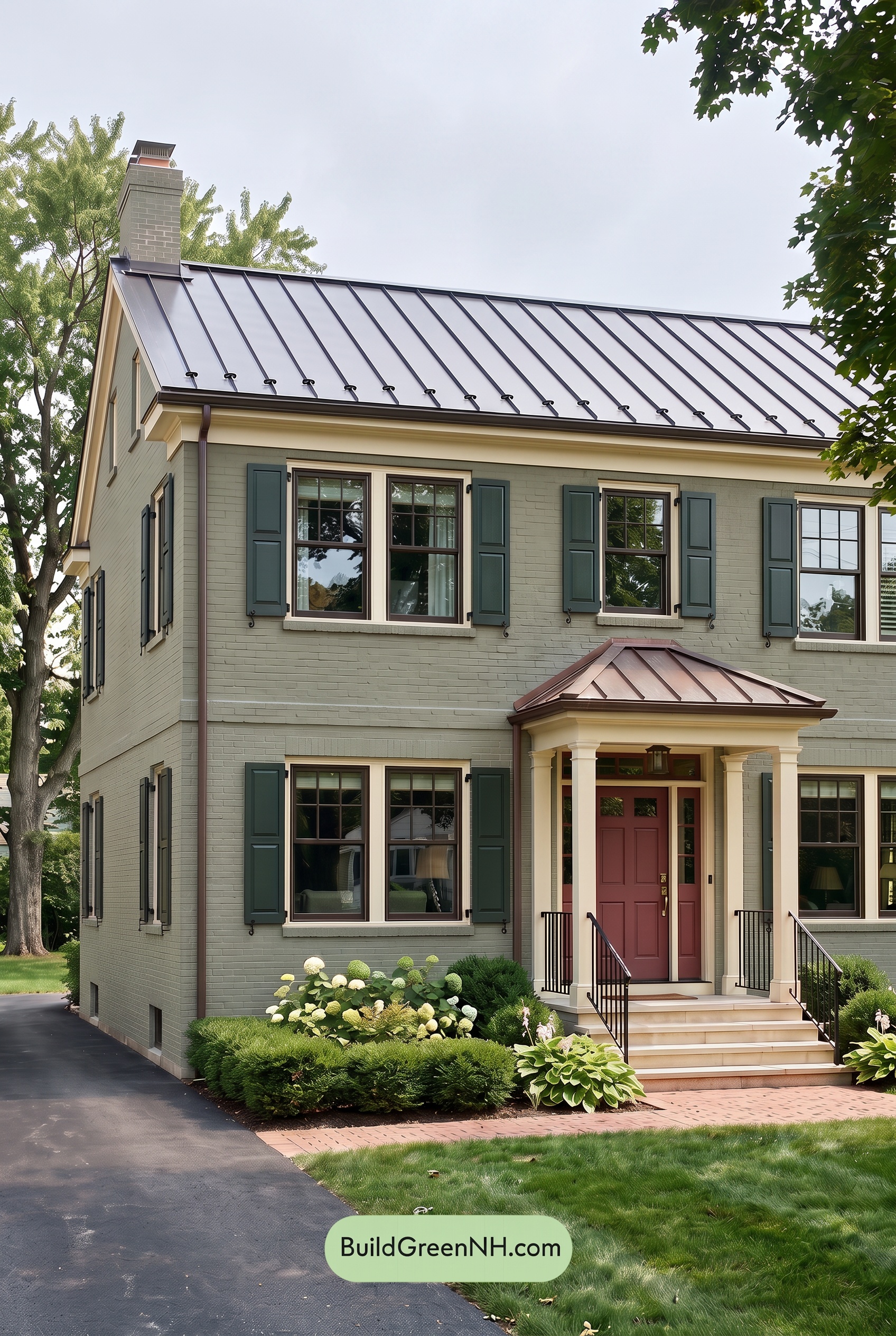 Brown Brick House Exterior Color Scheme: Verdant Parlor - Overcast