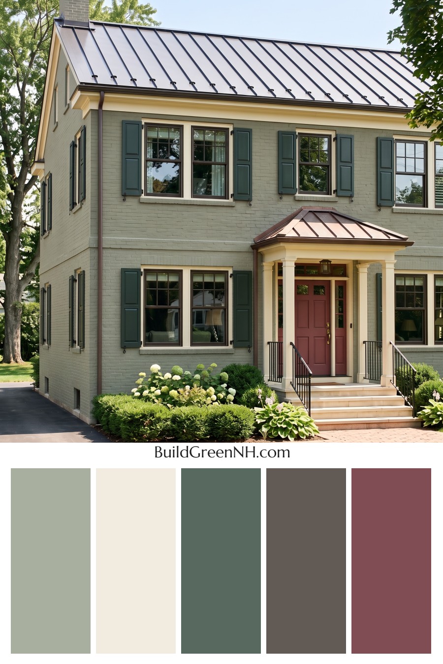 Brown Brick House Exterior Color Scheme: Verdant Parlor