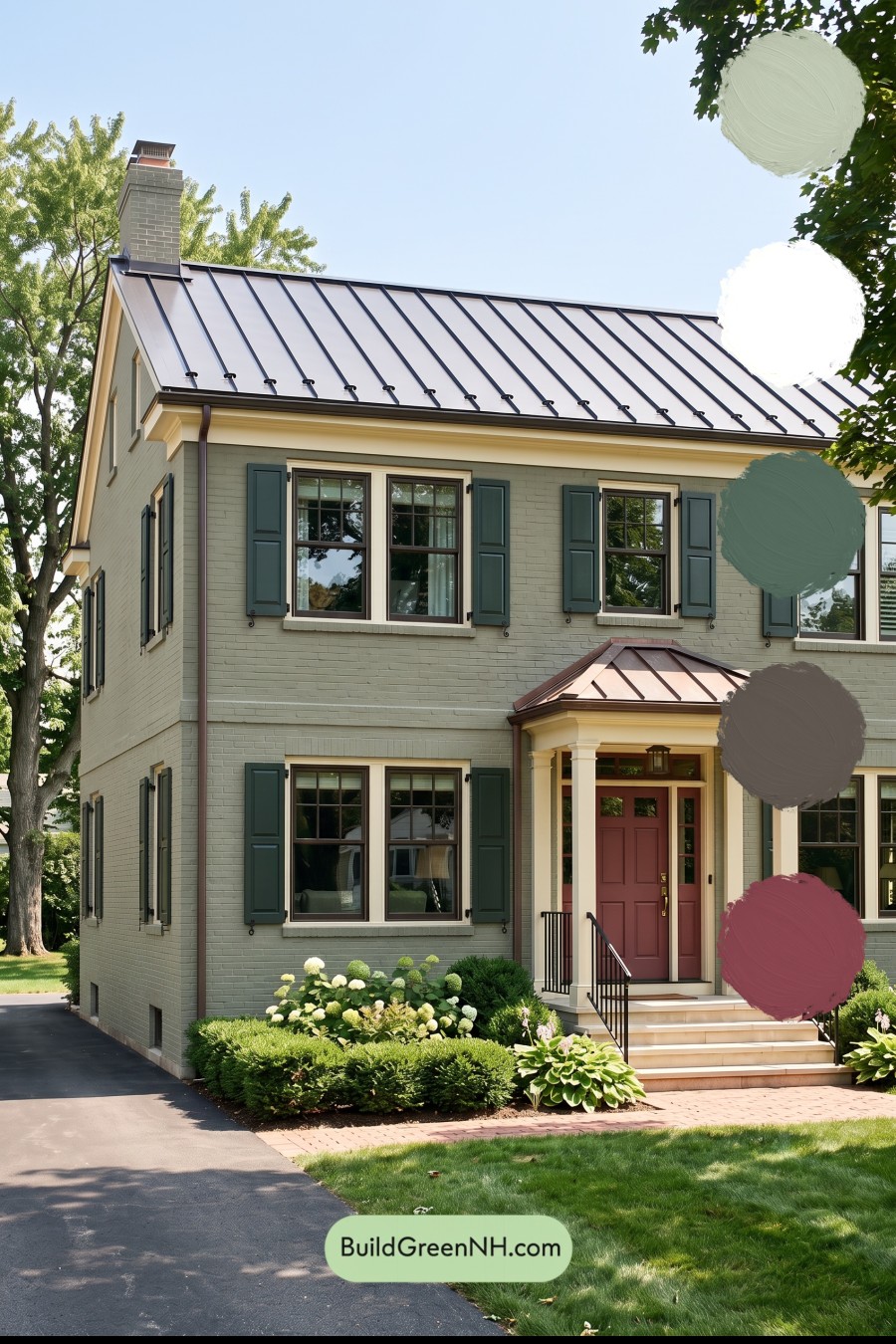 Brown Brick House Exterior Color Scheme: Verdant Parlor