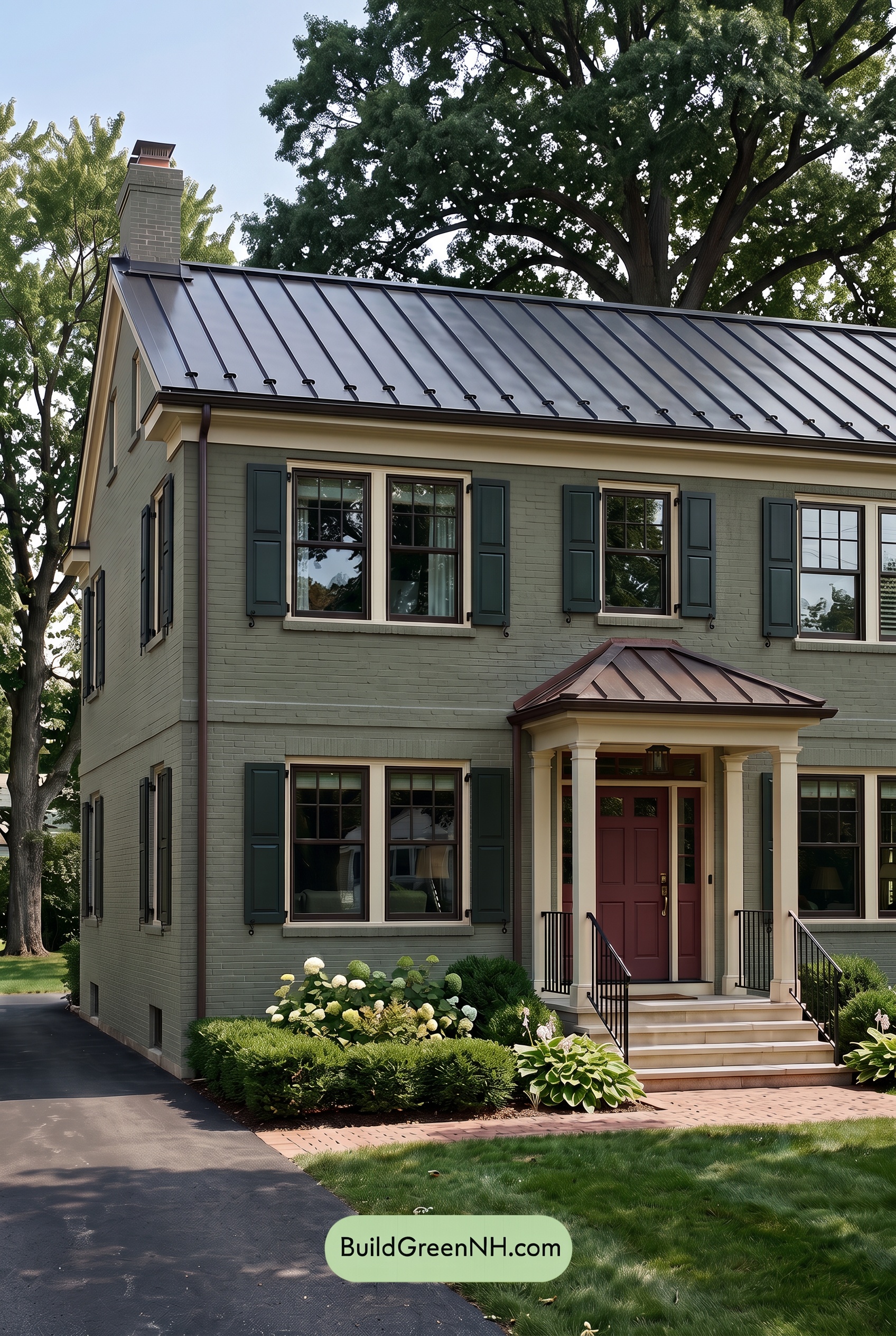Brown Brick House Exterior Color Scheme: Verdant Parlor - Shade