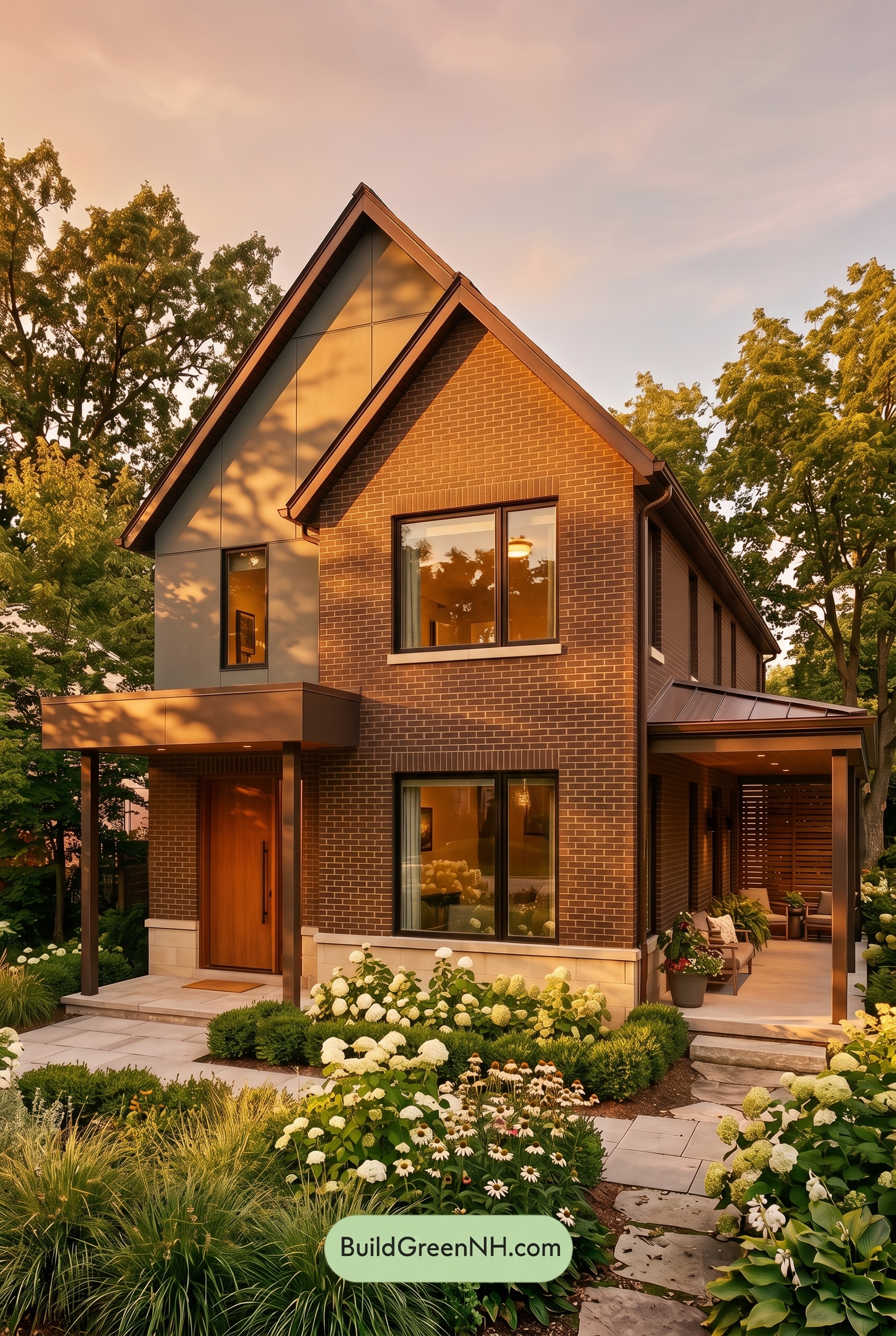 Brown Brick House Exterior Color Scheme: Walnut Meadow - Golden Hour