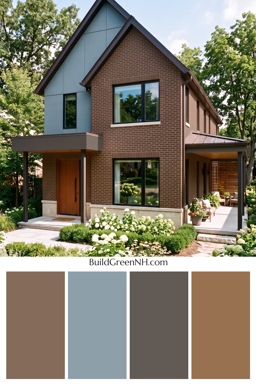 Brown Brick House Exterior Color Scheme: Walnut Meadow