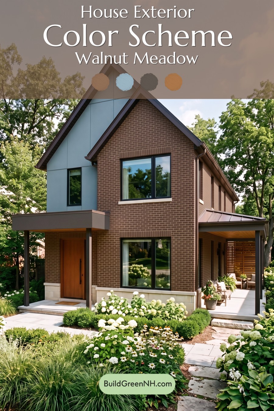 Brown Brick House Exterior Color Scheme: Walnut Meadow
