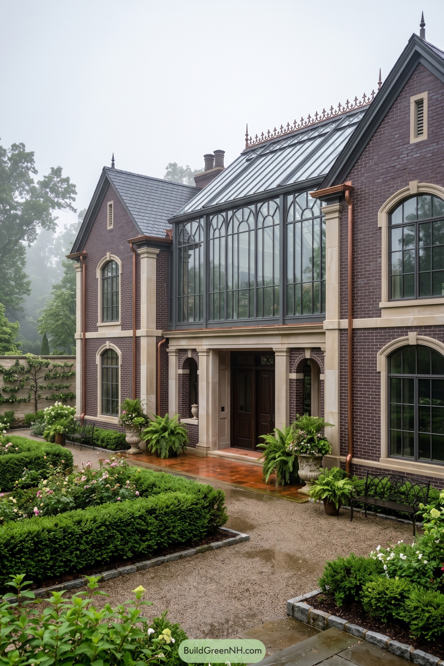 Brick villa with a glazed Gothic conservatory