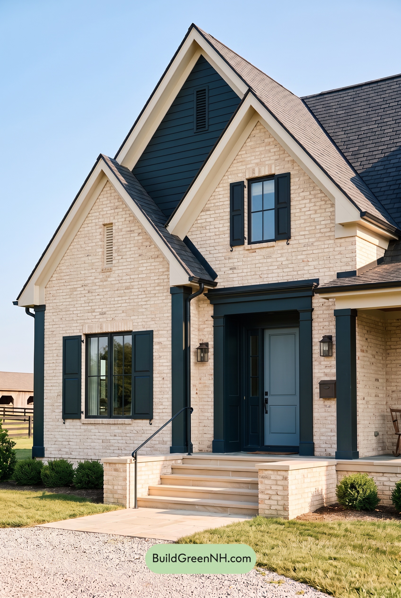 Cream Brick House Exterior Color Scheme: Biscuit Obsidian Poem