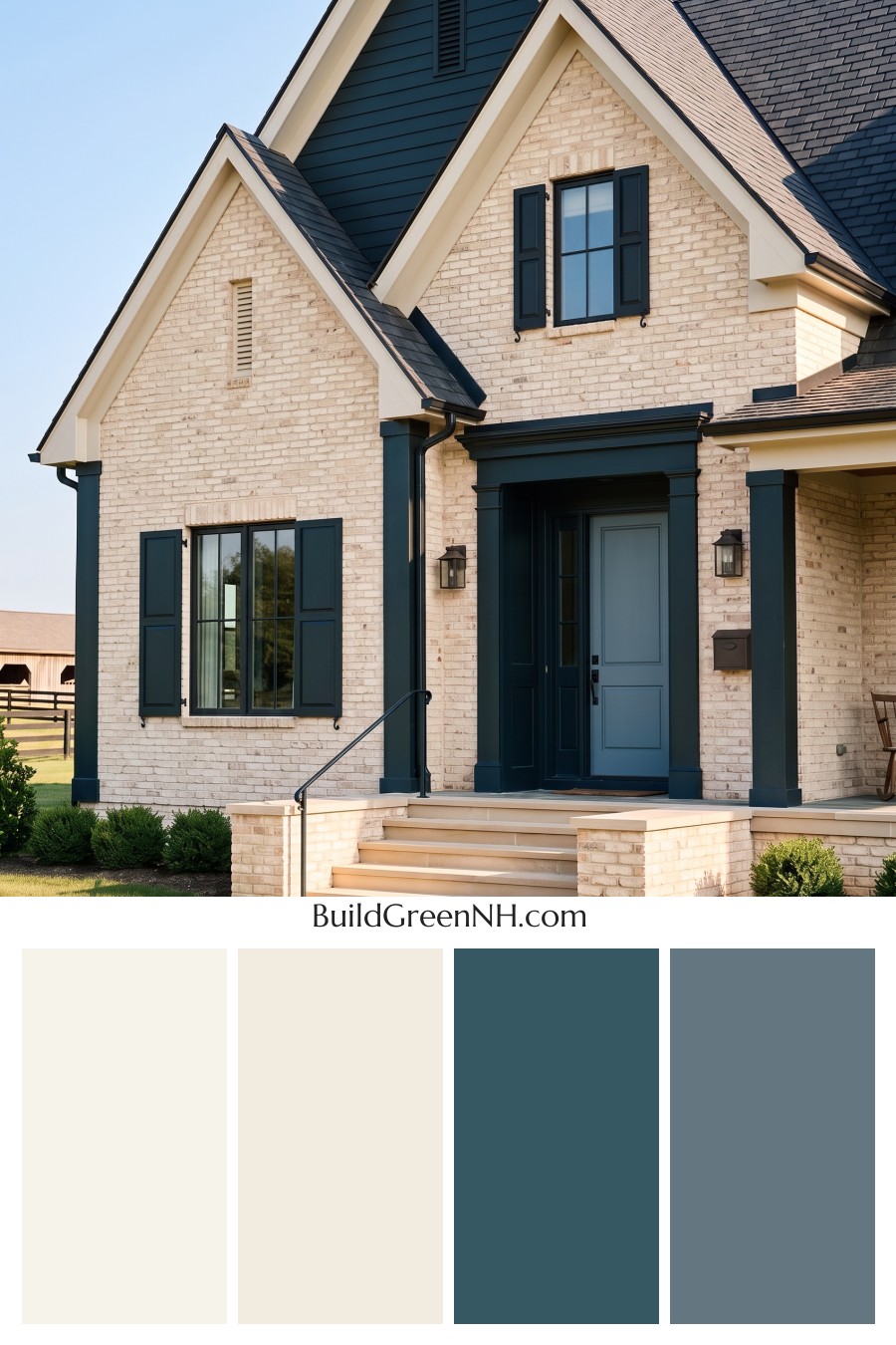 Cream Brick House Exterior Color Scheme: Biscuit Obsidian Poem