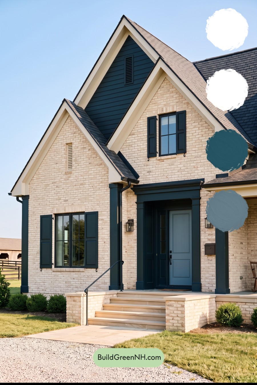 Cream Brick House Exterior Color Scheme: Biscuit Obsidian Poem