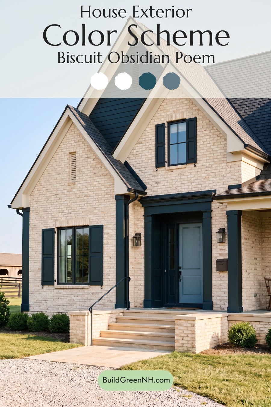 Cream Brick House Exterior Color Scheme: Biscuit Obsidian Poem