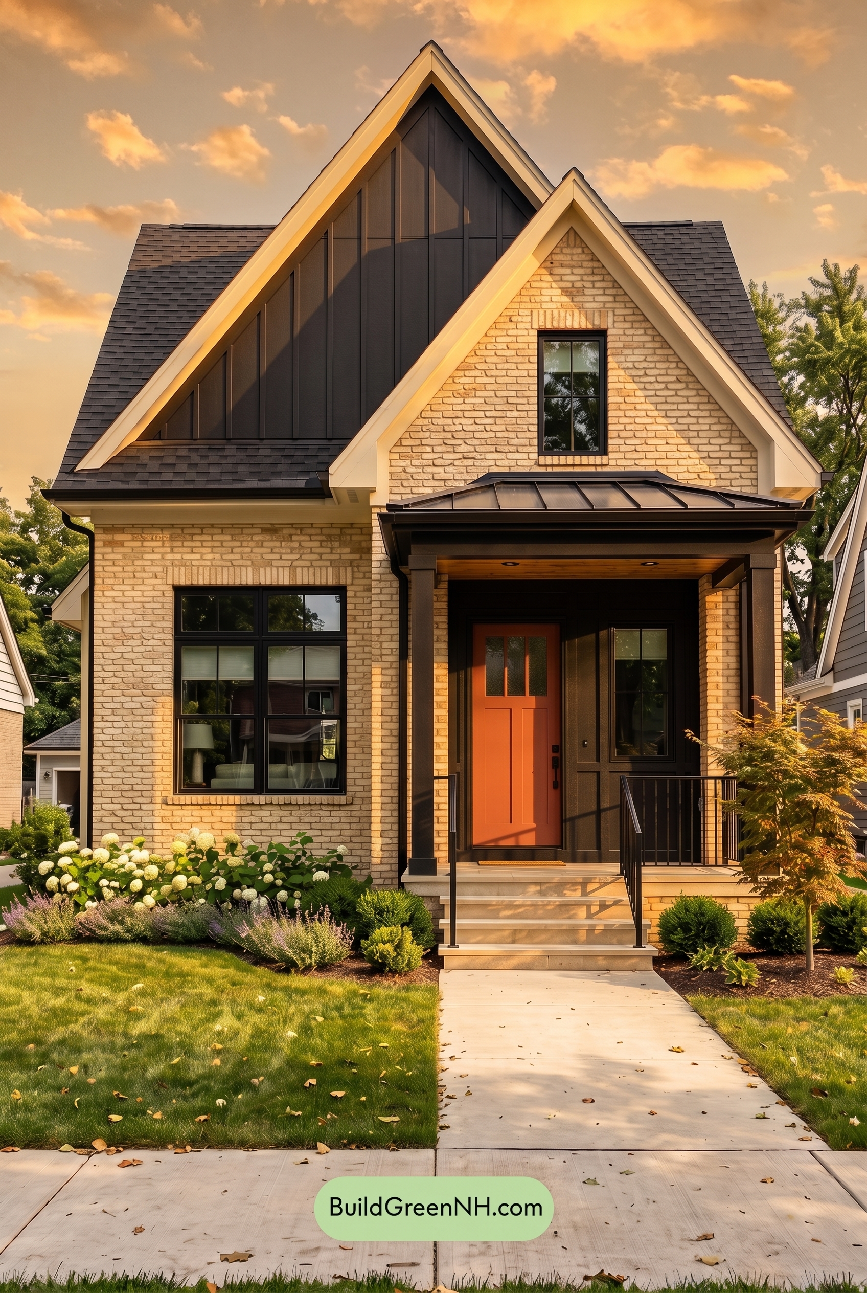 Cream Brick House Exterior Color Scheme: Cream Ink Reverie - Golden Hour