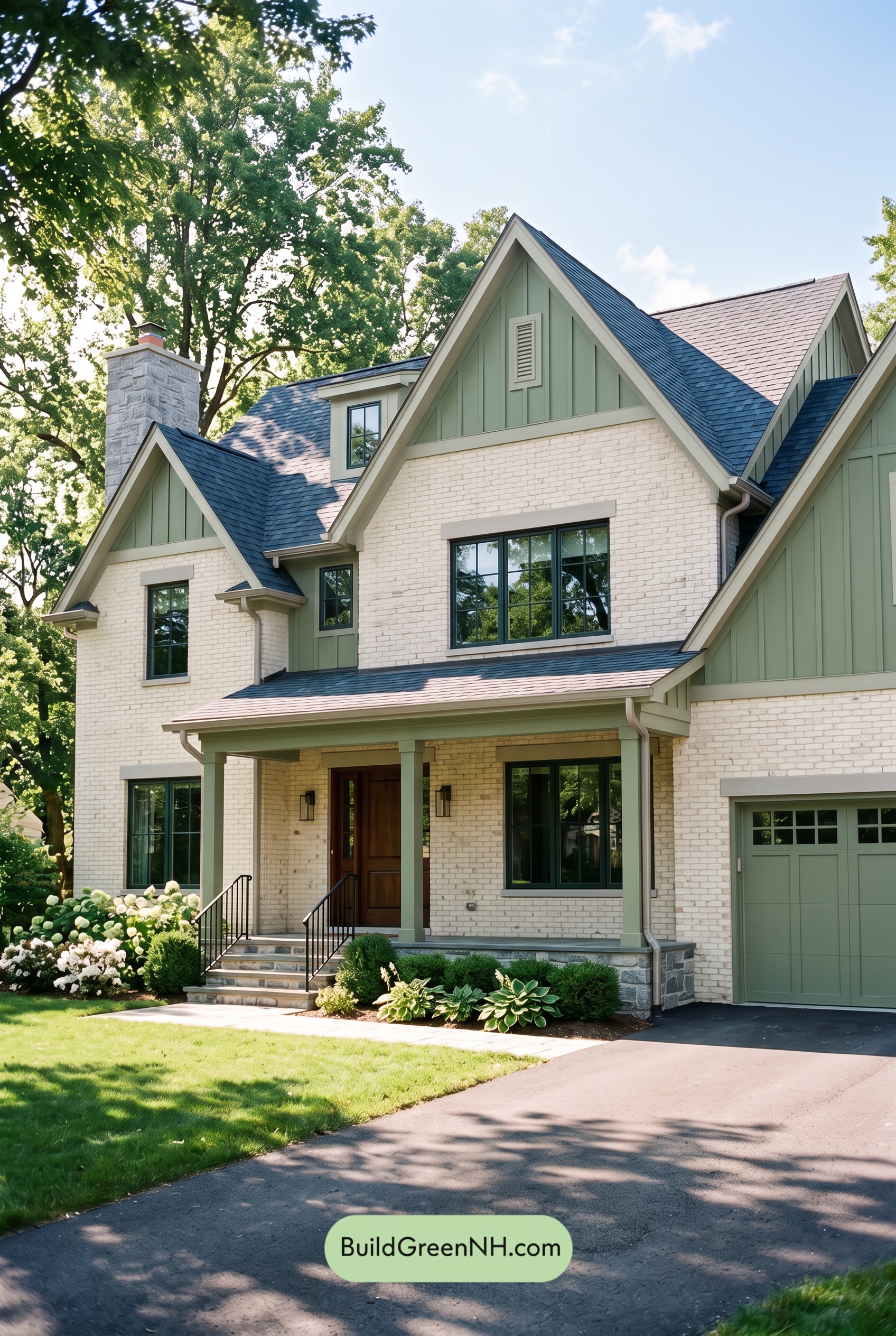 Cream Brick House Exterior Color Scheme: Forest Brick Rhythm